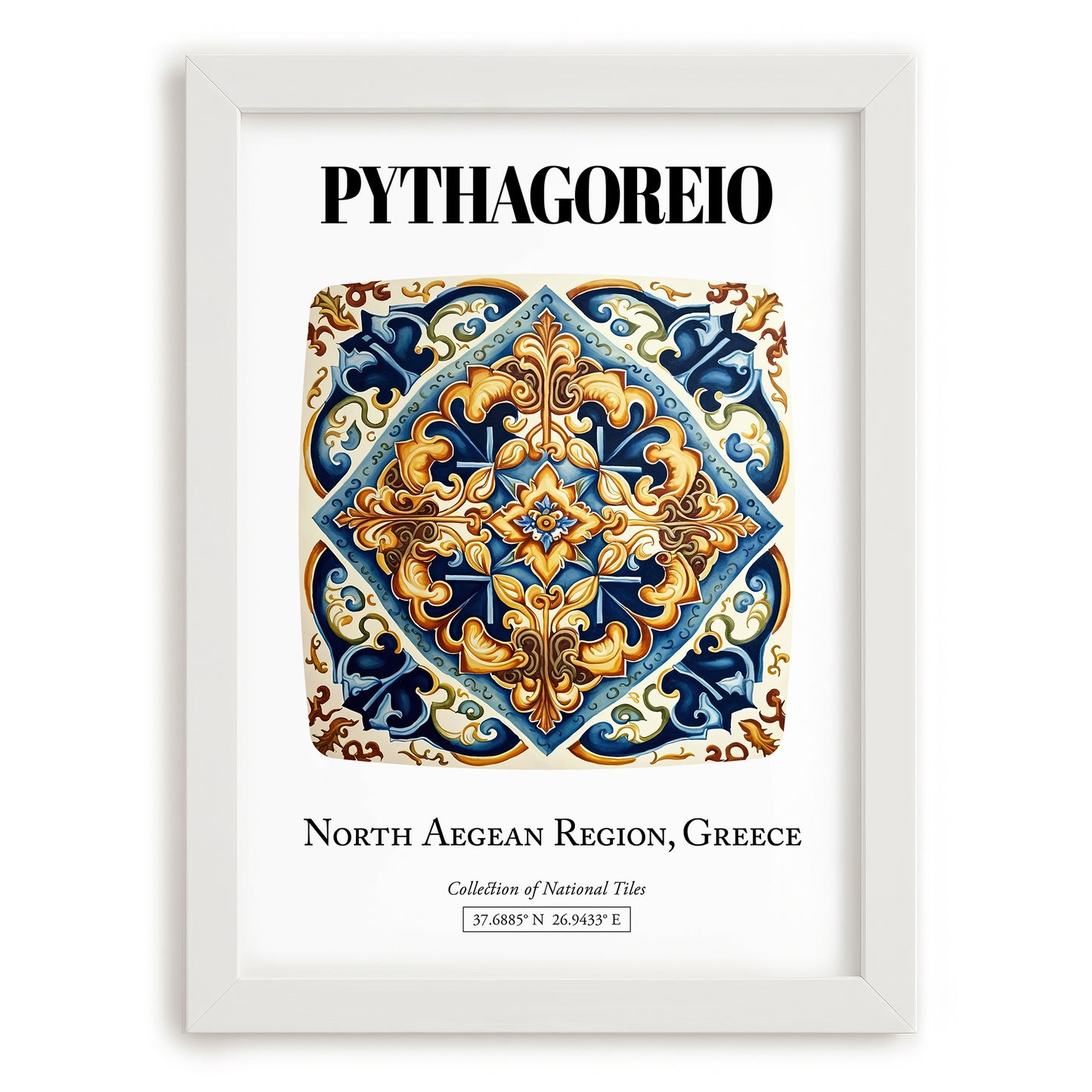Pythagoreio, Greece – Travel Print, placed in minimal white frame