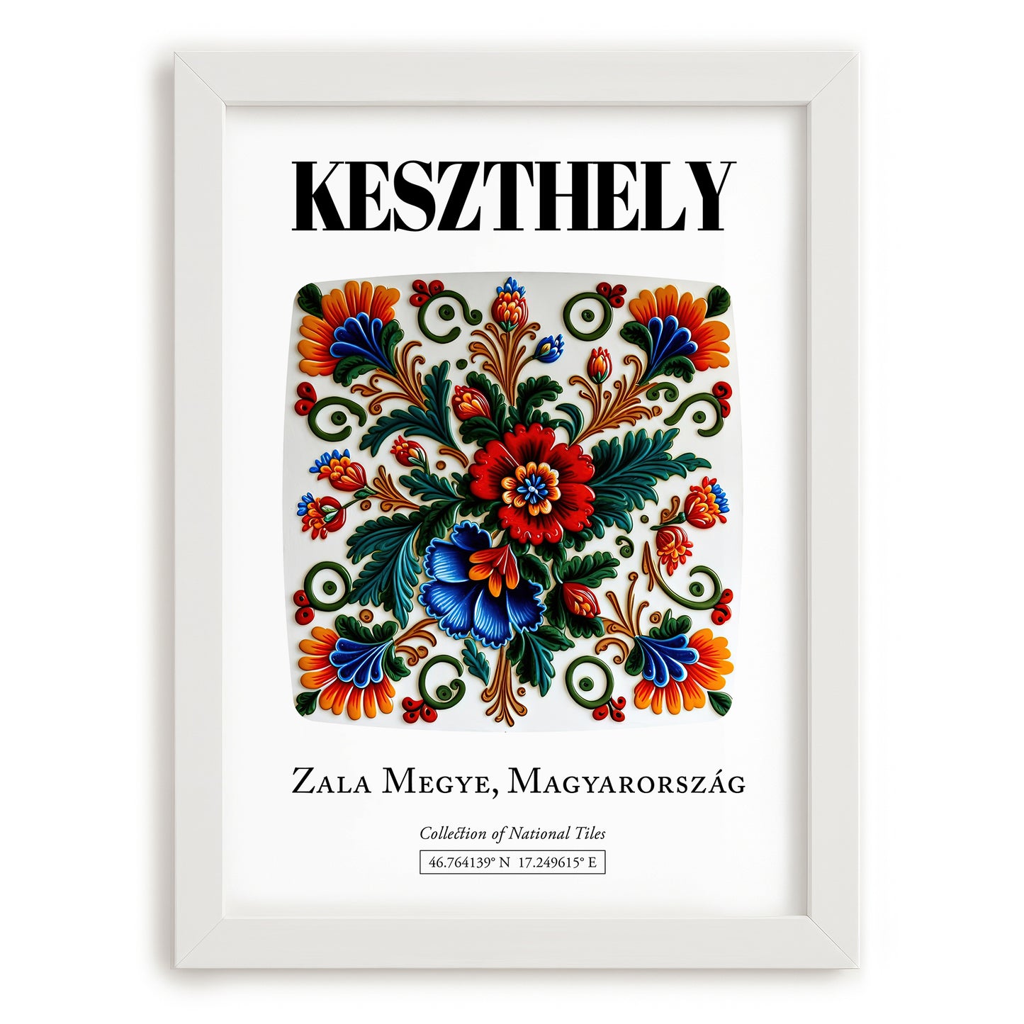 Keszthely, Hungary – Away From Home Poster, placed in minimal white frame