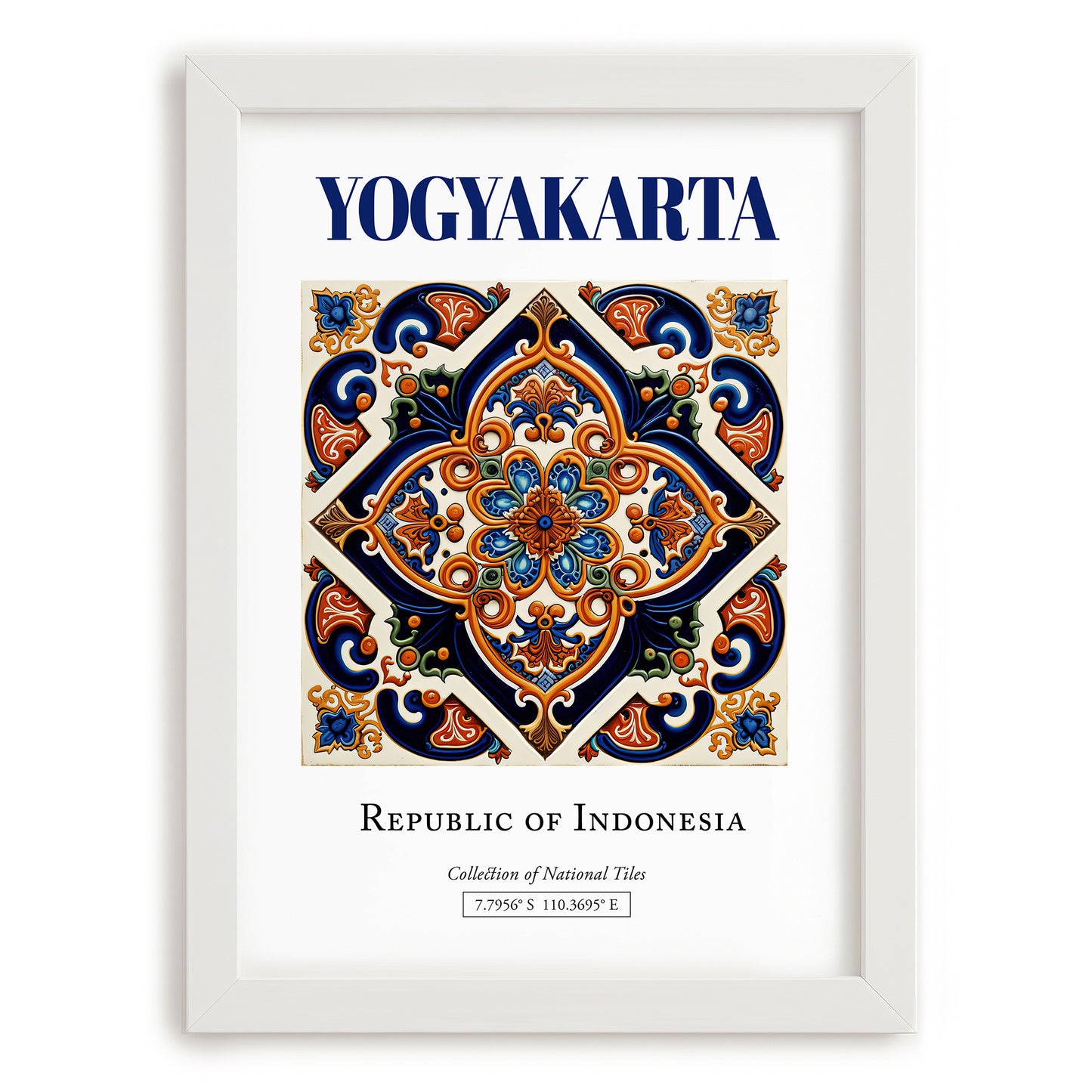 Yogyakarta, Indonesia – Travel Print, placed in minimal white frame