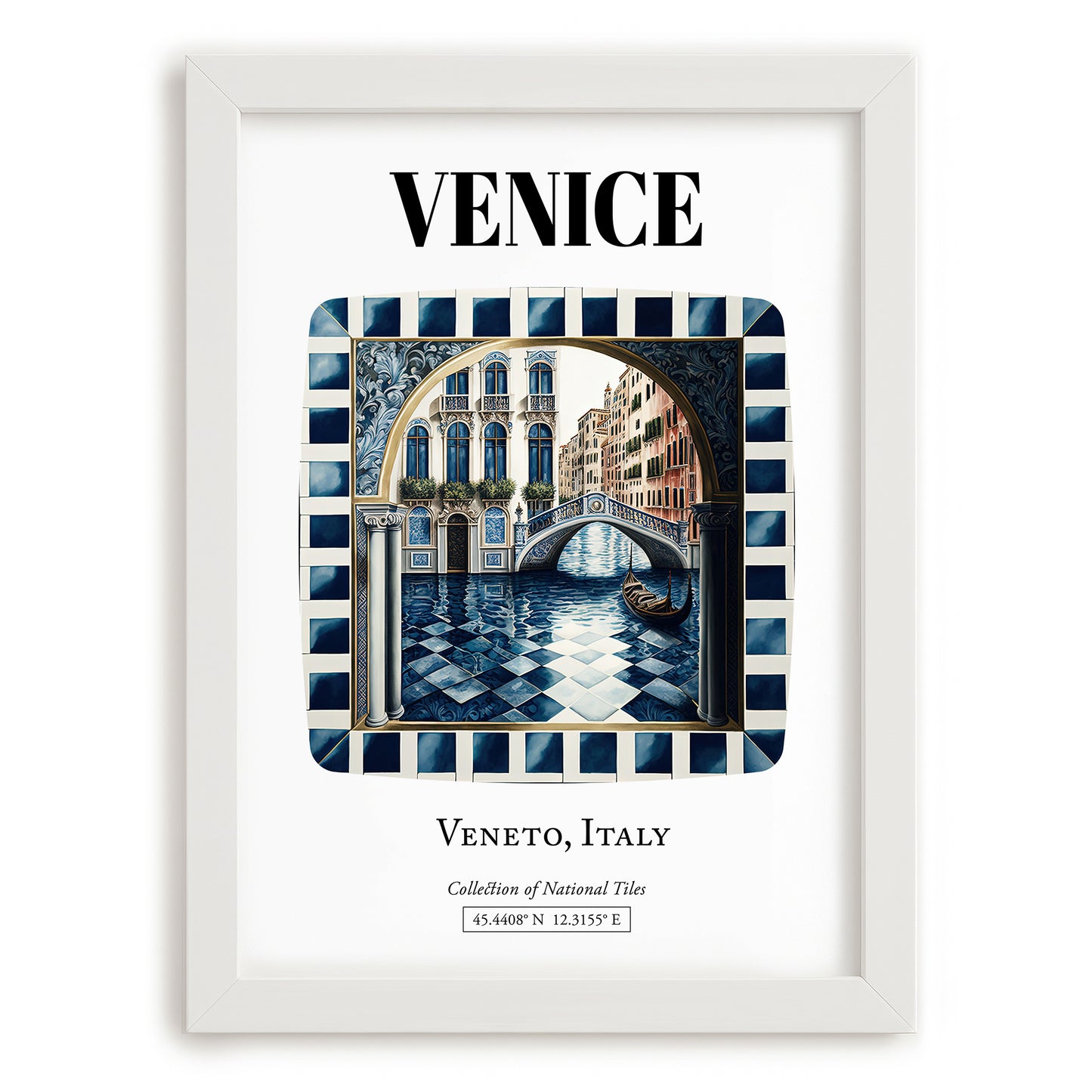 Venice, Italy – Travel Print, placed in minimal white frame