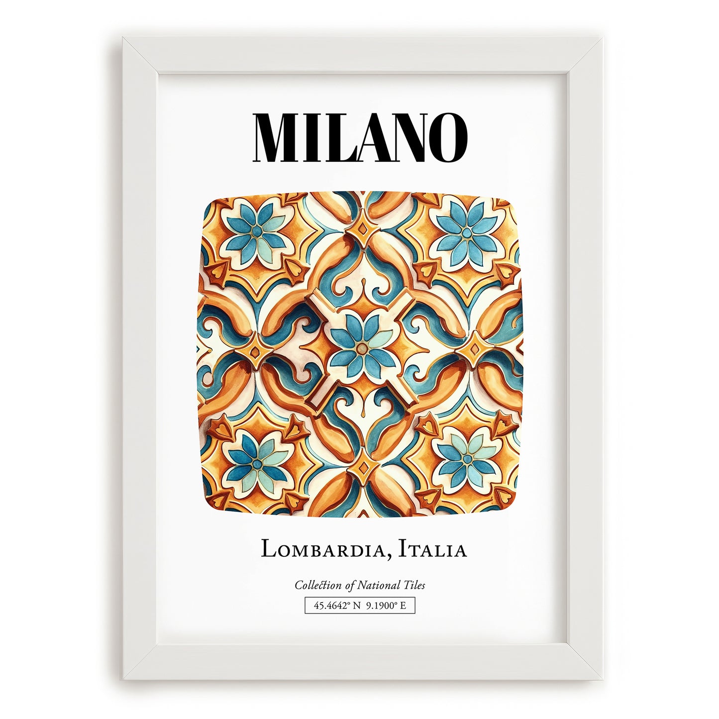 Milano, Italy – Travel Wall Decor, placed in minimal white frame
