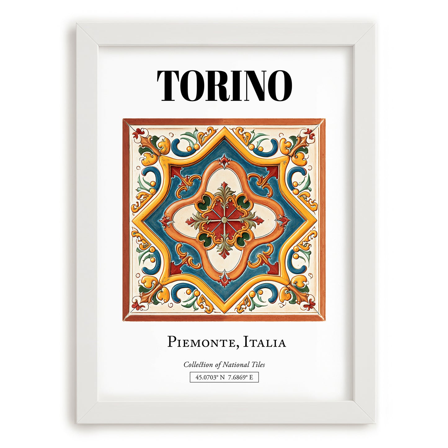 Torino, Italy – Away From Home Poster, placed in minimal white frame