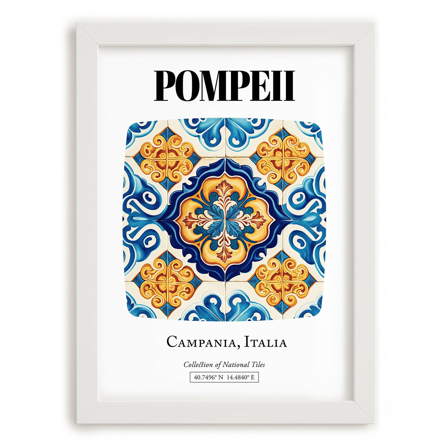 Pompeii, Italy – Travel Print, placed in minimal white frame