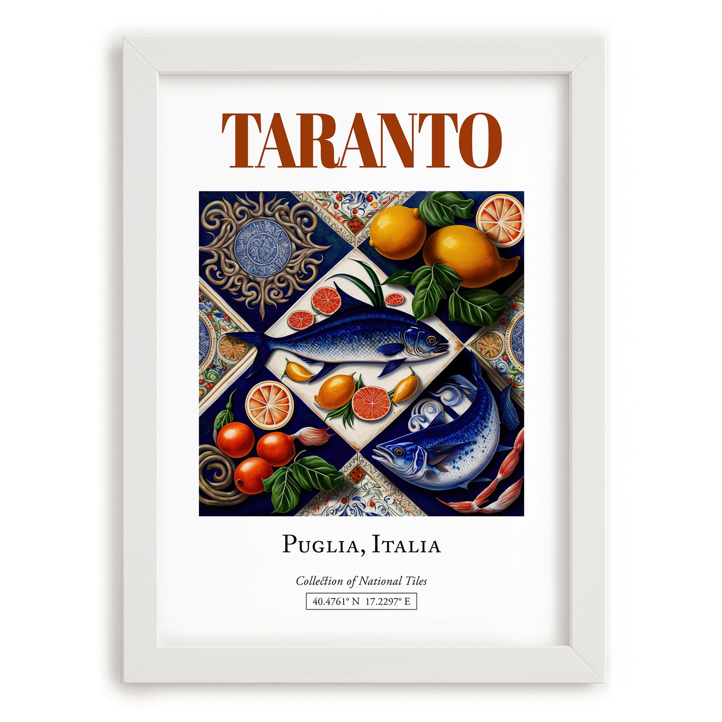 Taranto, Italy – Wanderlust Wall Decor, placed in minimal white frame
