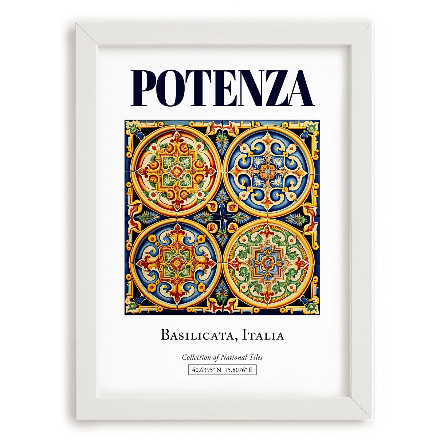 Potenza, Italy – Travel Poster, placed in minimal white frame