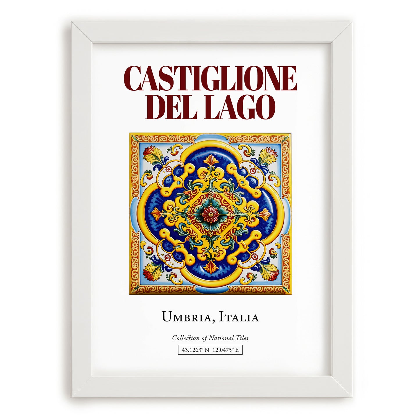 Castiglione del Lago, Italy – Travel Print, placed in minimal white frame