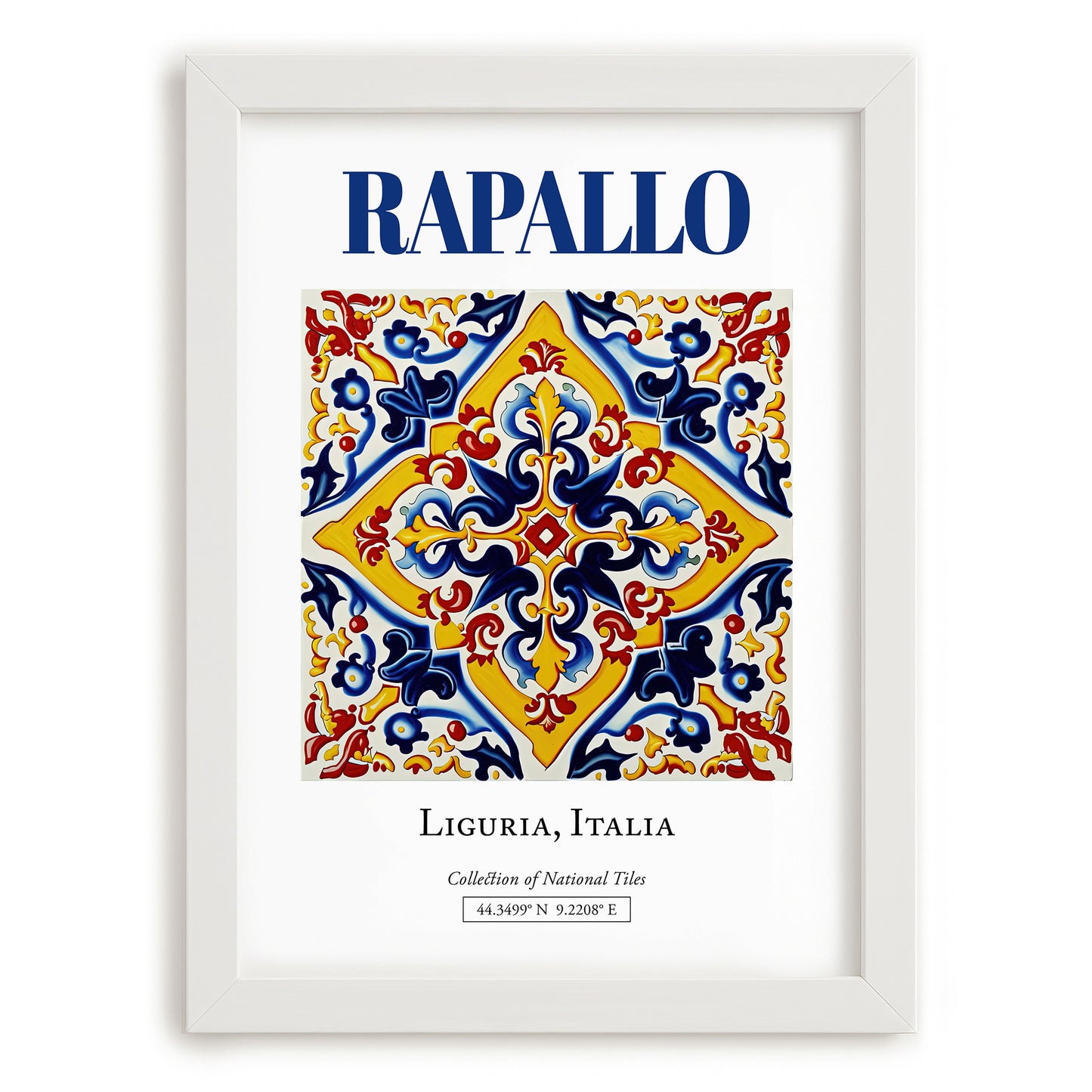Rapallo, Italy – Travel Poster, placed in minimal white frame