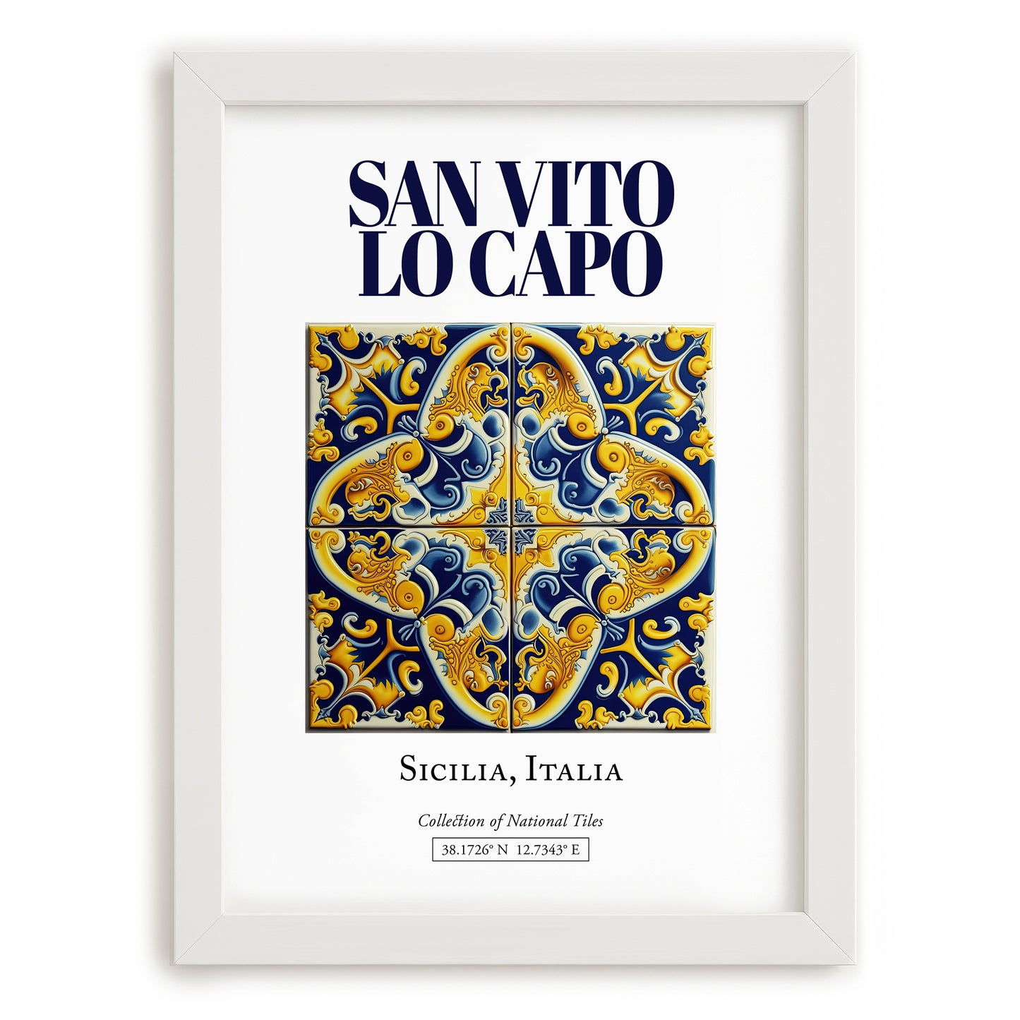 San Vito Lo Capo, Italy – Global Cities Wall Print, placed in minimal white frame