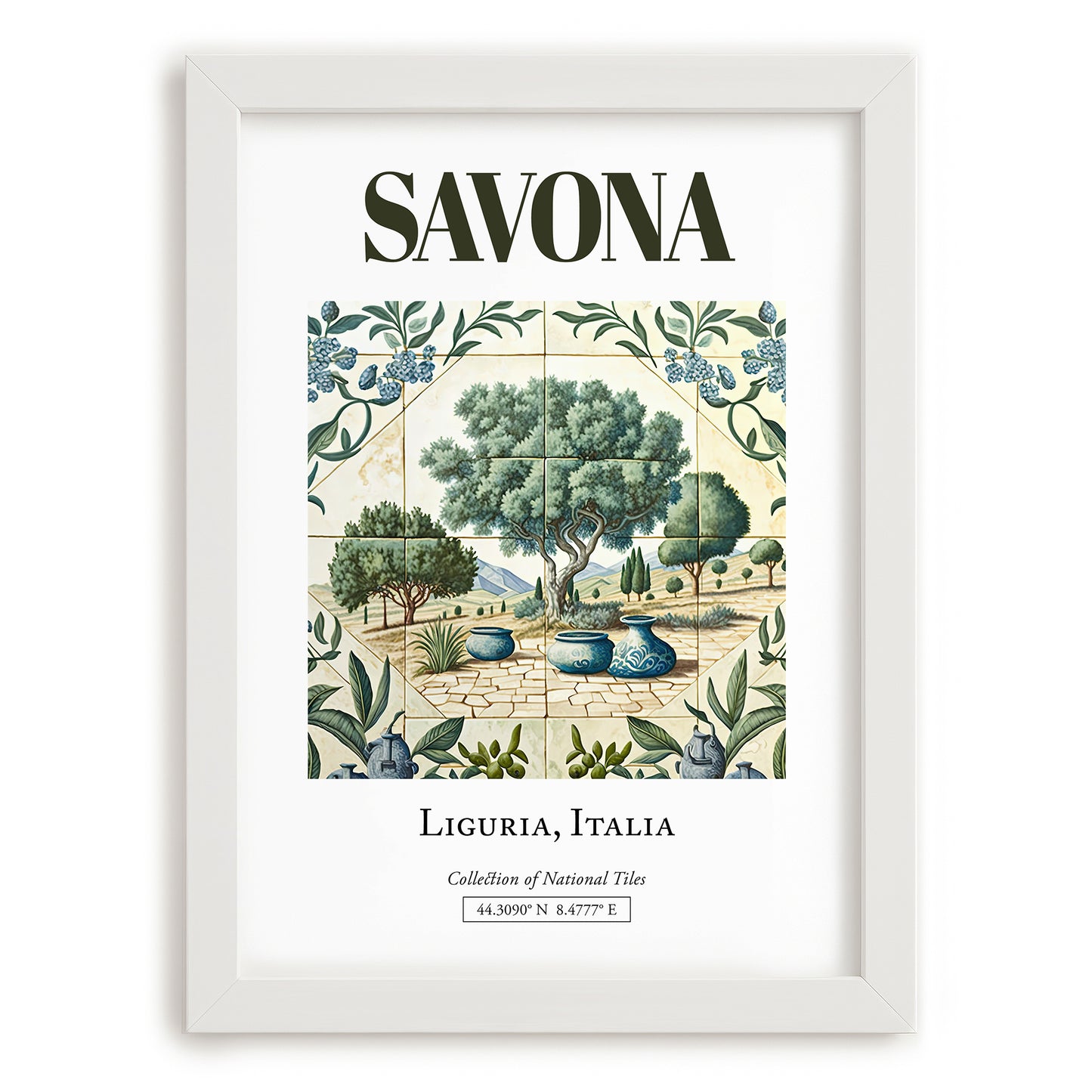 Savona, Italy – Travel Wall Decor, placed in minimal white frame