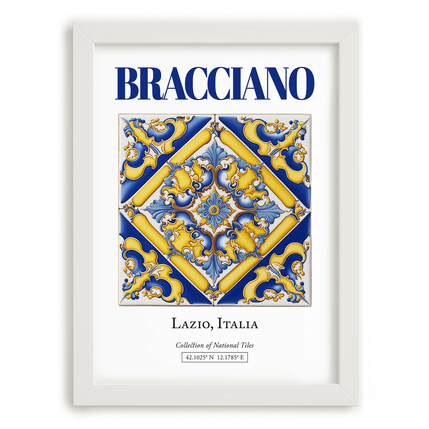 Bracciano, Italy – World Travel Art, placed in minimal white frame