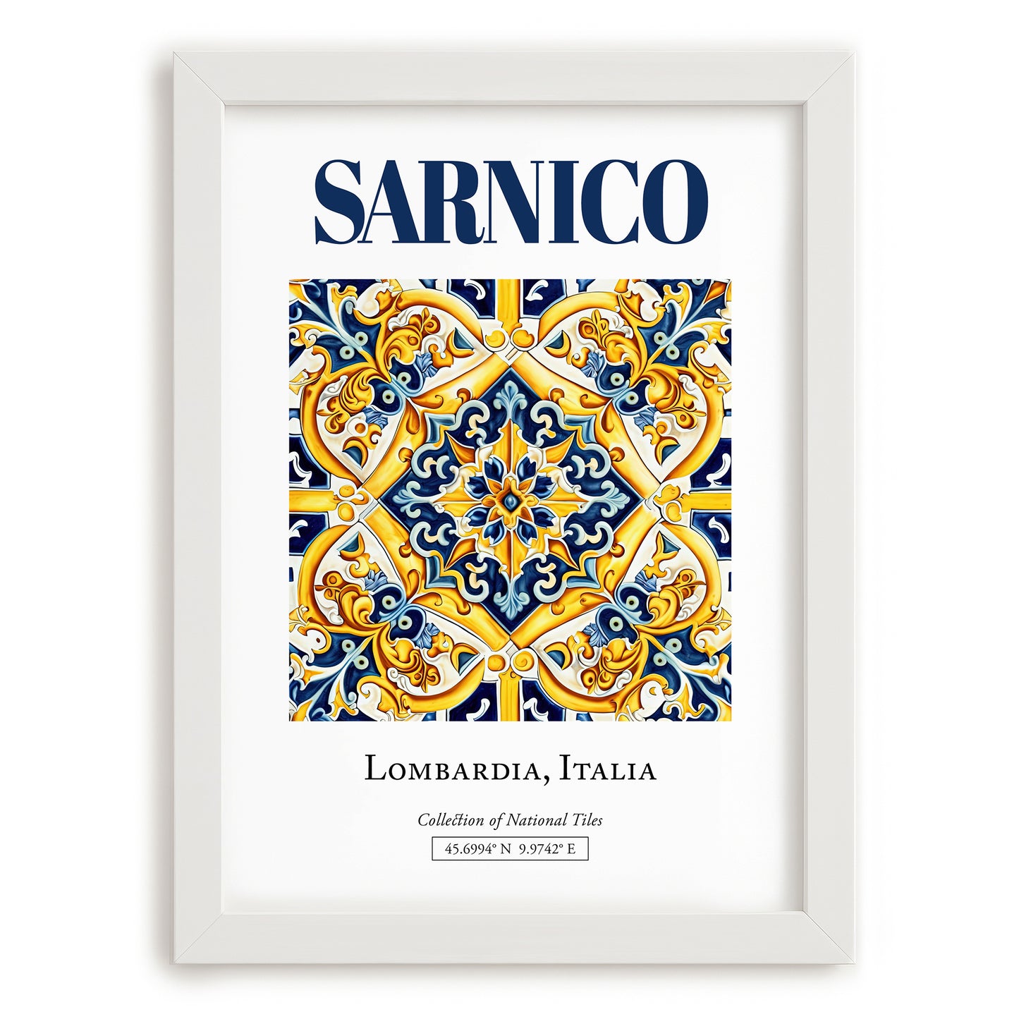 Sarnico, Italy – Travel Poster, placed in minimal white frame