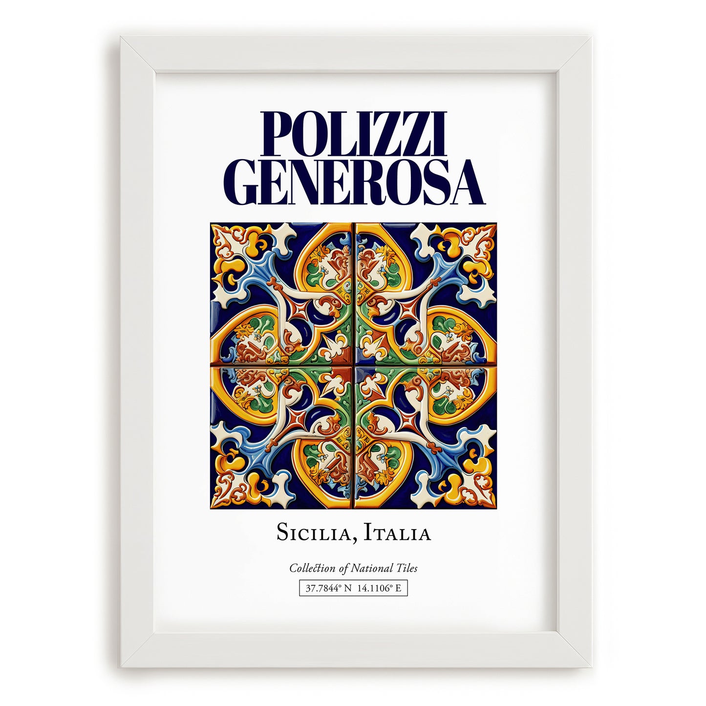 Polizzi Generosa, Italy – Travel Poster, placed in minimal white frame
