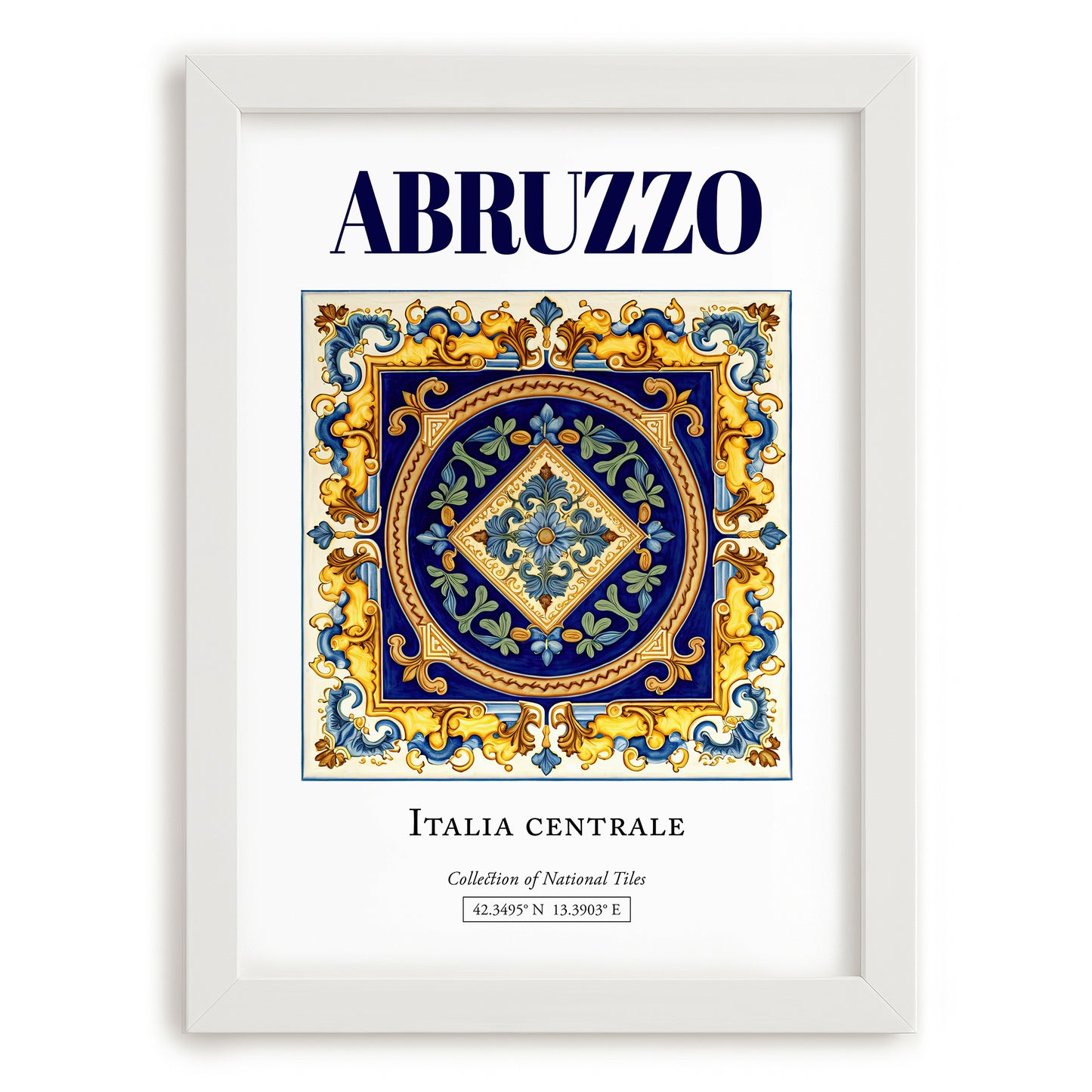 Abruzzo, Italy – Travel Destination Art, placed in minimal white frame