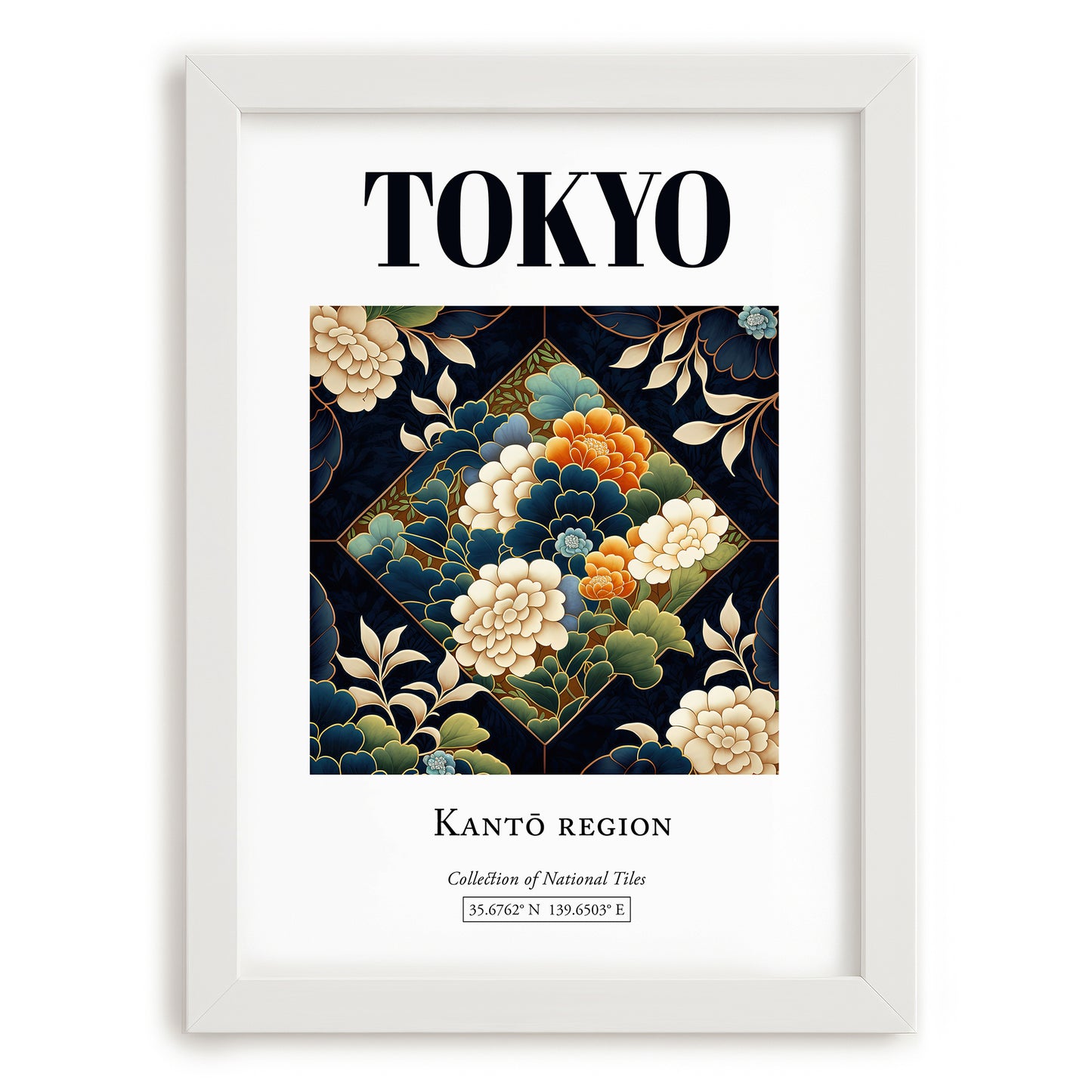 Tokyo, Japan – Travel Poster, placed in minimal white frame