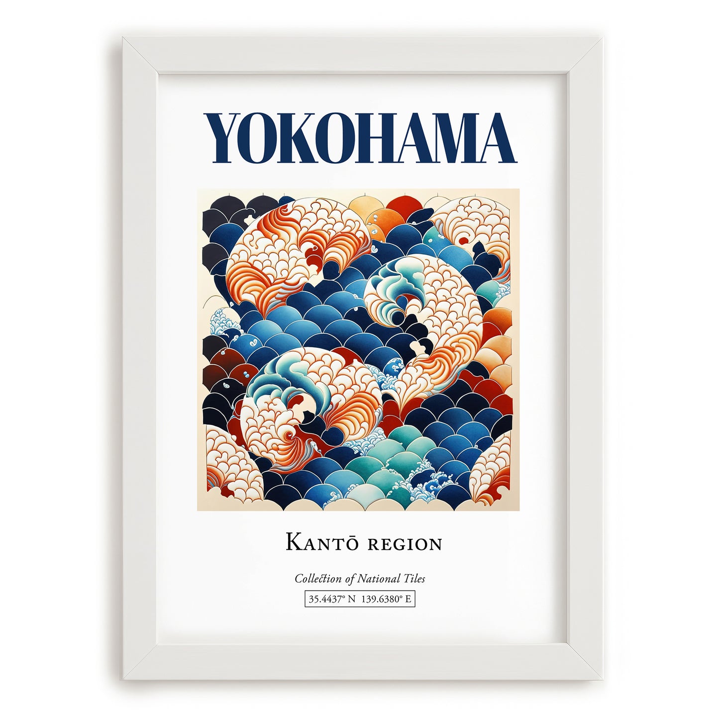 Yokohama, Japan – Travel Destination Art, placed in minimal white frame