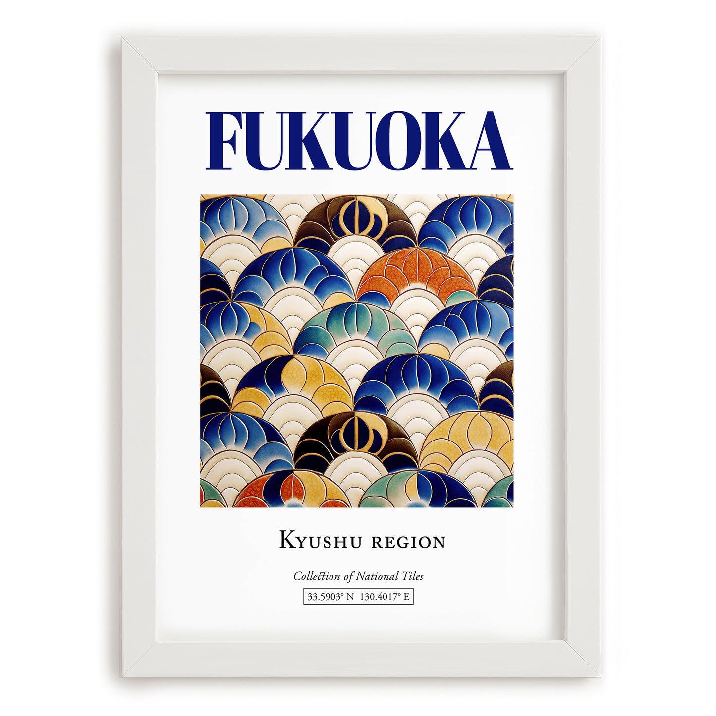 Fukuoka, Japan – Travel Poster, placed in minimal white frame