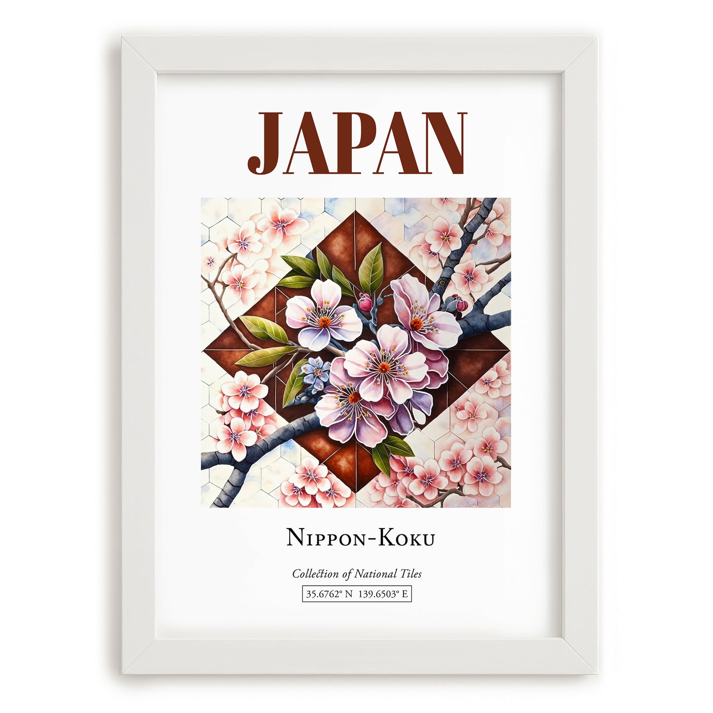 Japan, Nihon-koku – Travel Wall Decor, placed in minimal white frame