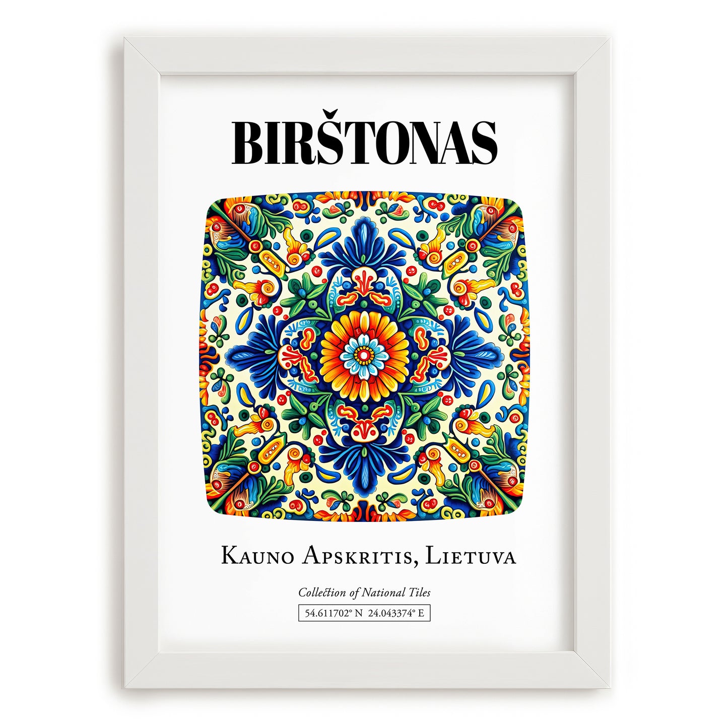 Birštonas, Lithuania – Travel Wall Art, placed in minimal white frame