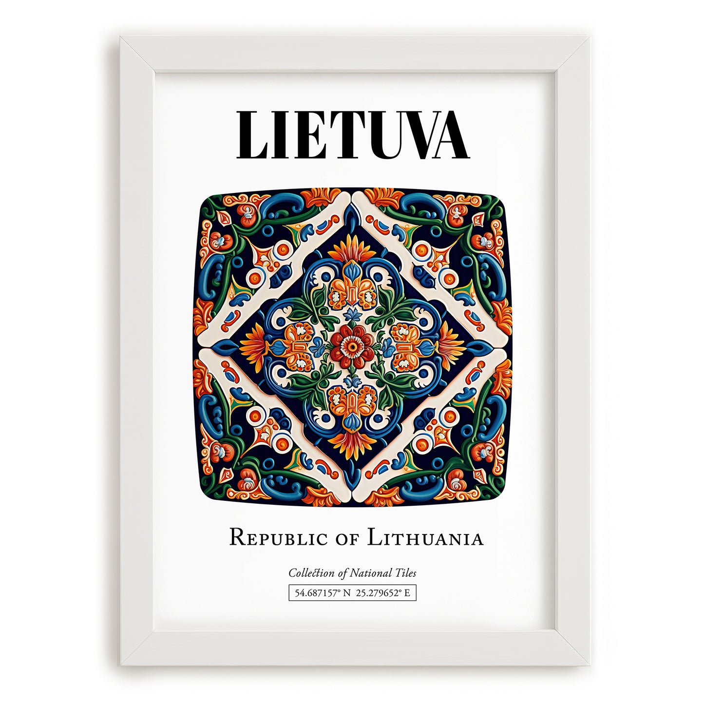 Lietuva, Lithuania – Wanderlust Wall Decor, placed in minimal white frame