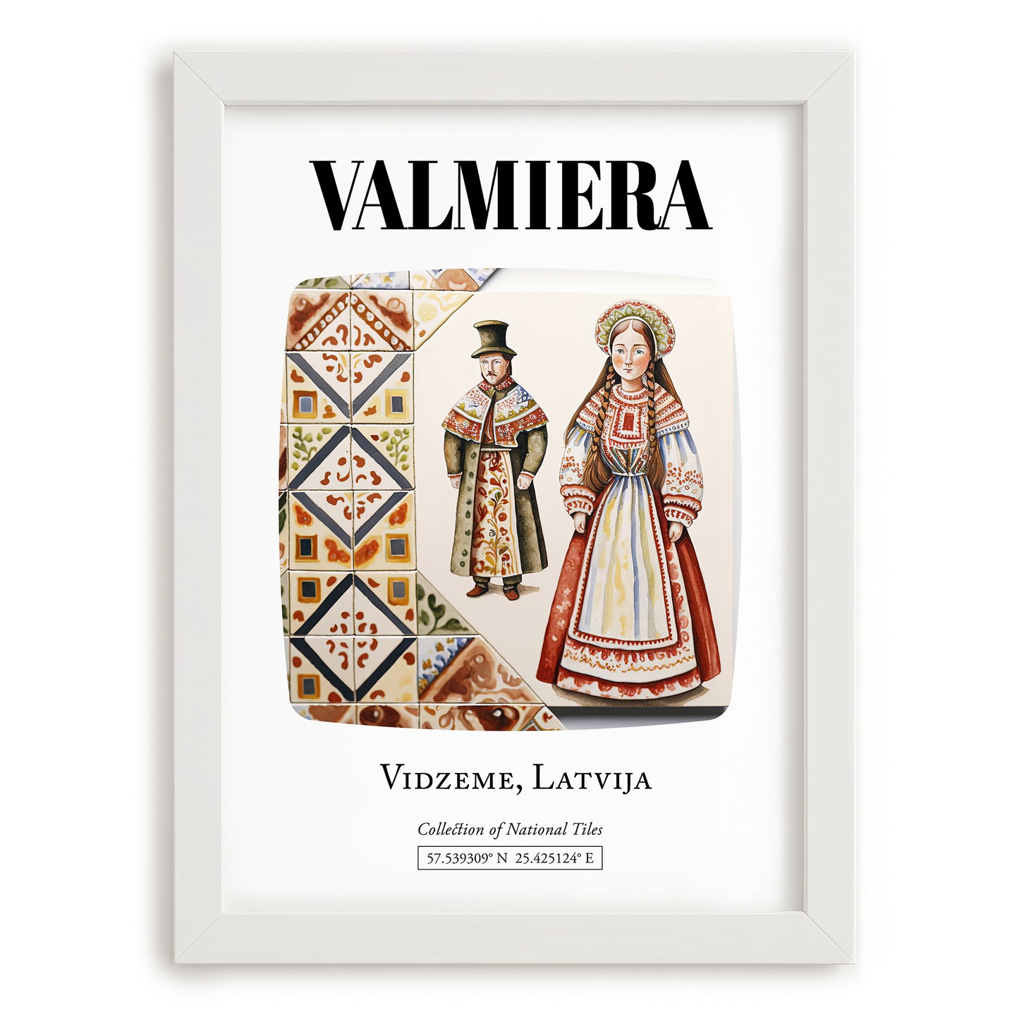 Valmiera, Latvia – Global Cities Wall Print, placed in minimal white frame