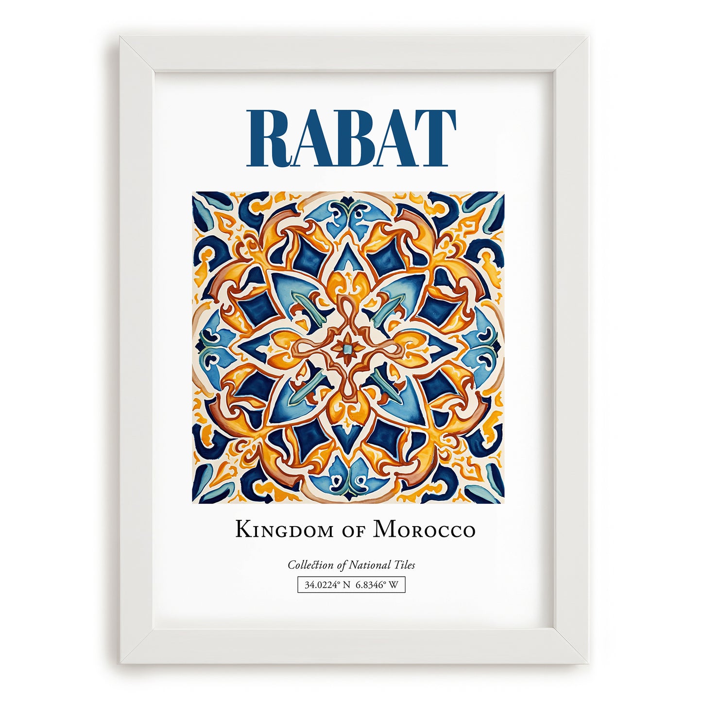 Rabat, Morocco – Travel Wall Art, placed in minimal white frame