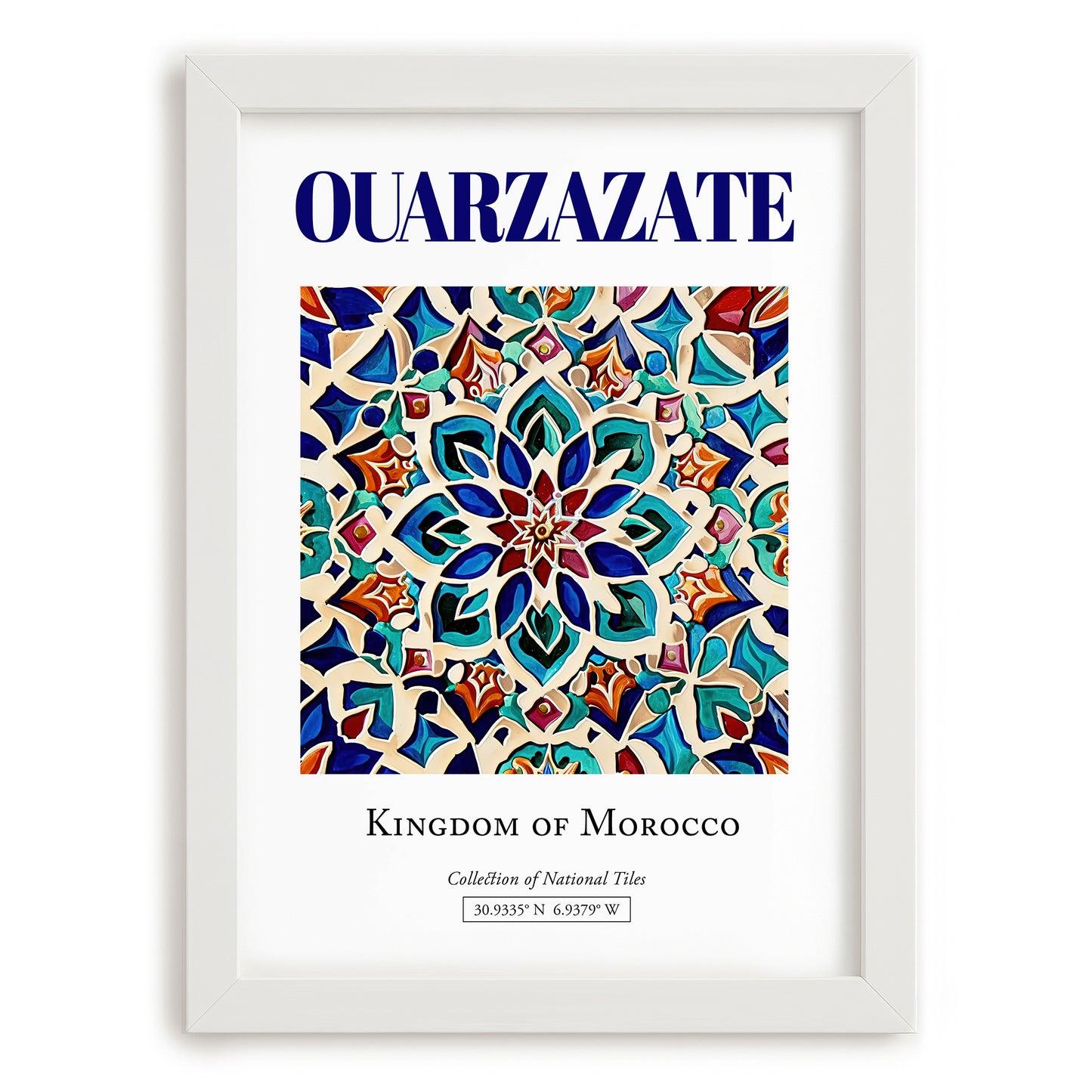 Ouarzazate, Morocco – Travel Wall Art, placed in minimal white frame