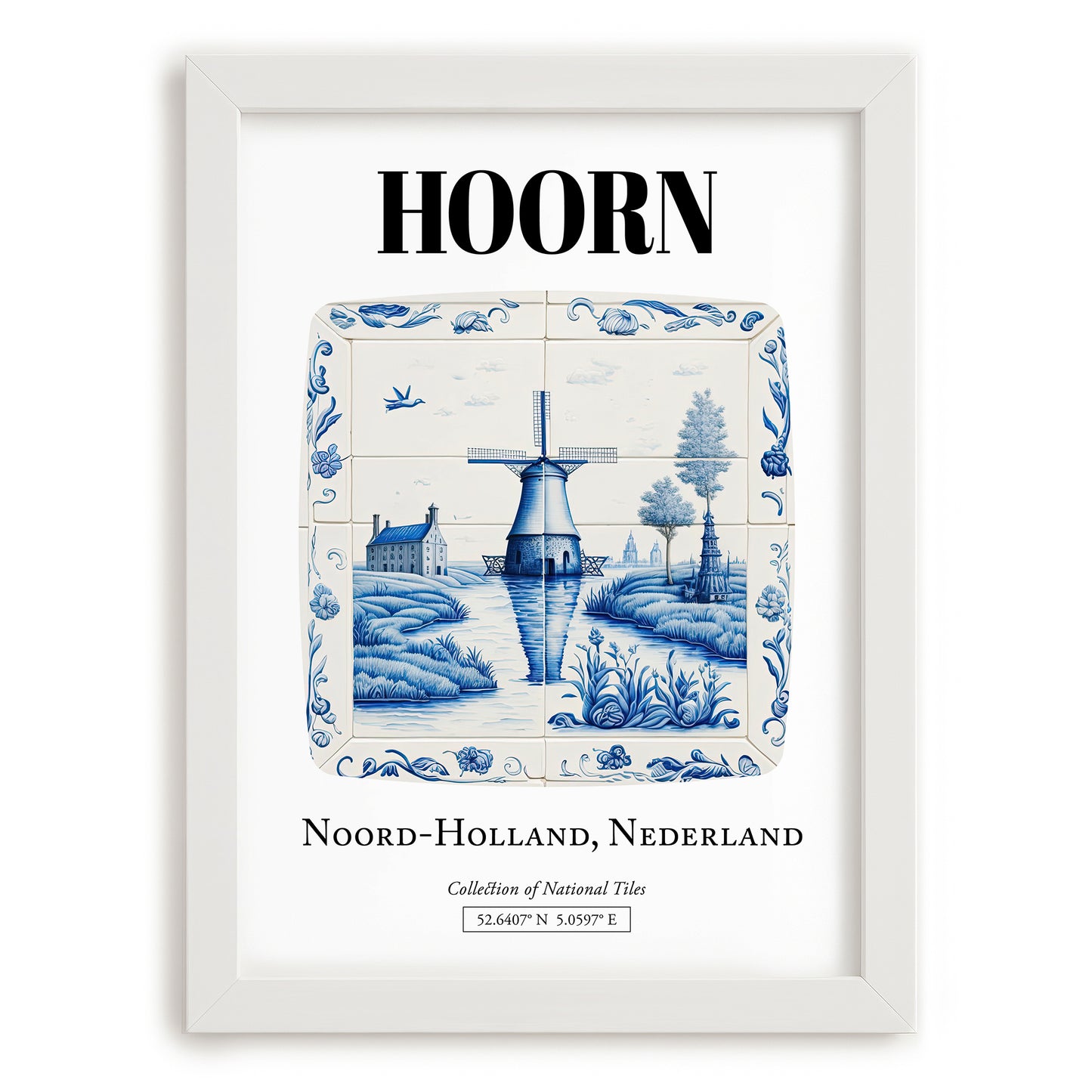 Hoorn, Netherlands – Travel Print, placed in minimal white frame