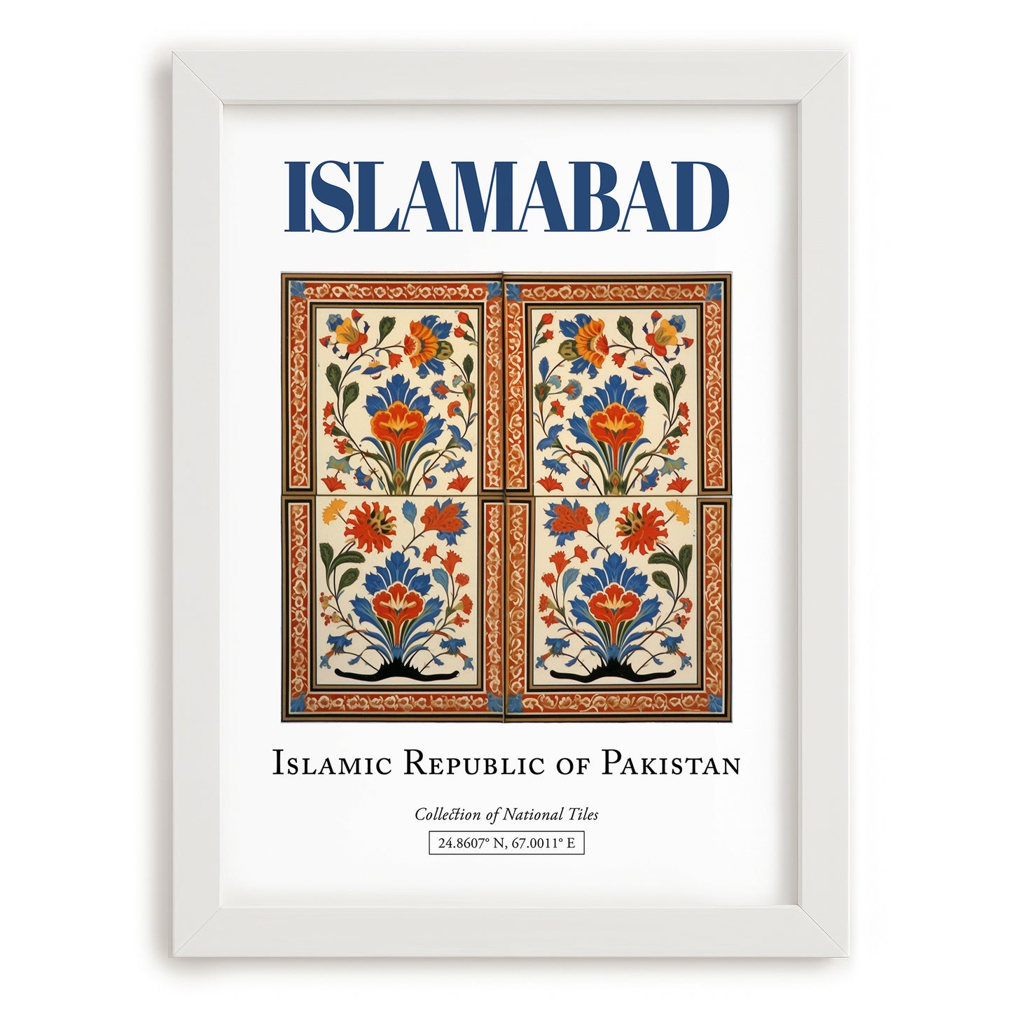 Islamabad, Pakistan – Travel Poster, placed in minimal white frame