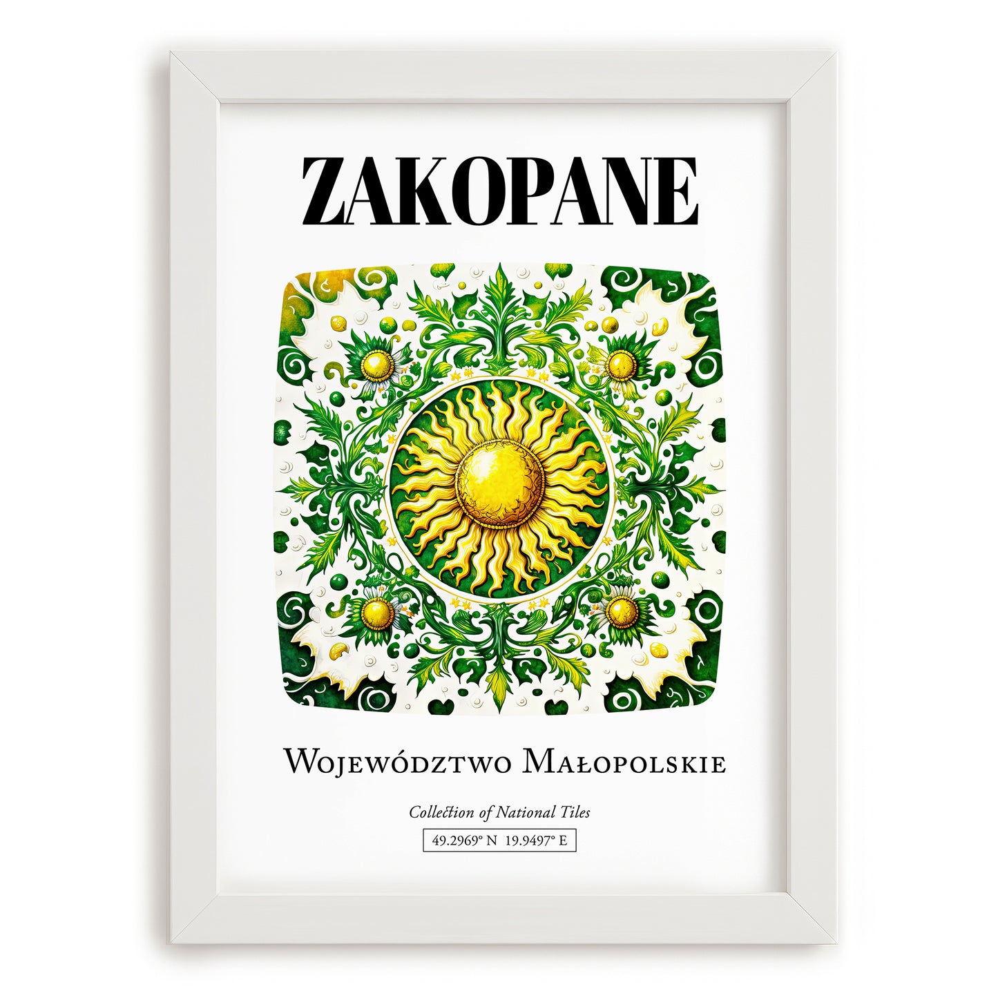 Zakopane, Poland – Illustrated Travel Poster, placed in minimal white frame