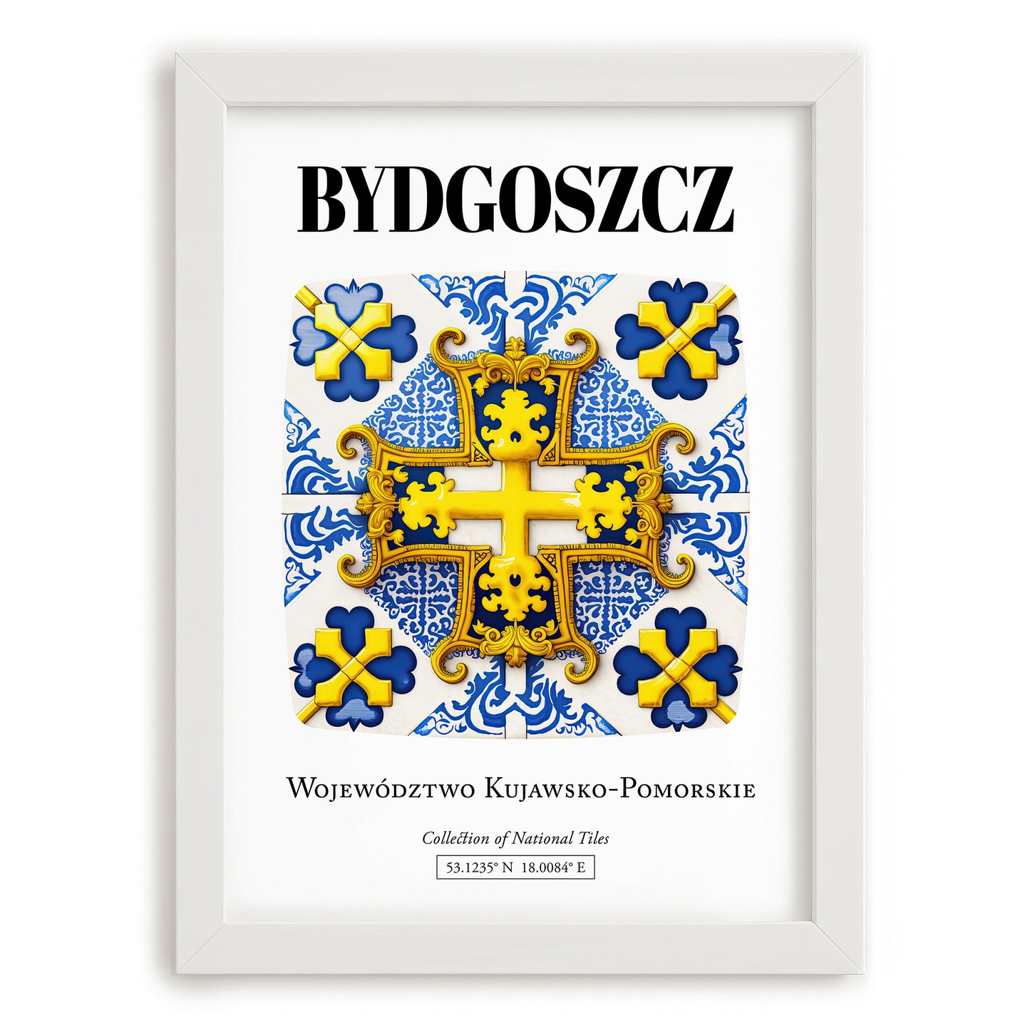 Bydgoszcz, Poland – Travel Poster, placed in minimal white frame