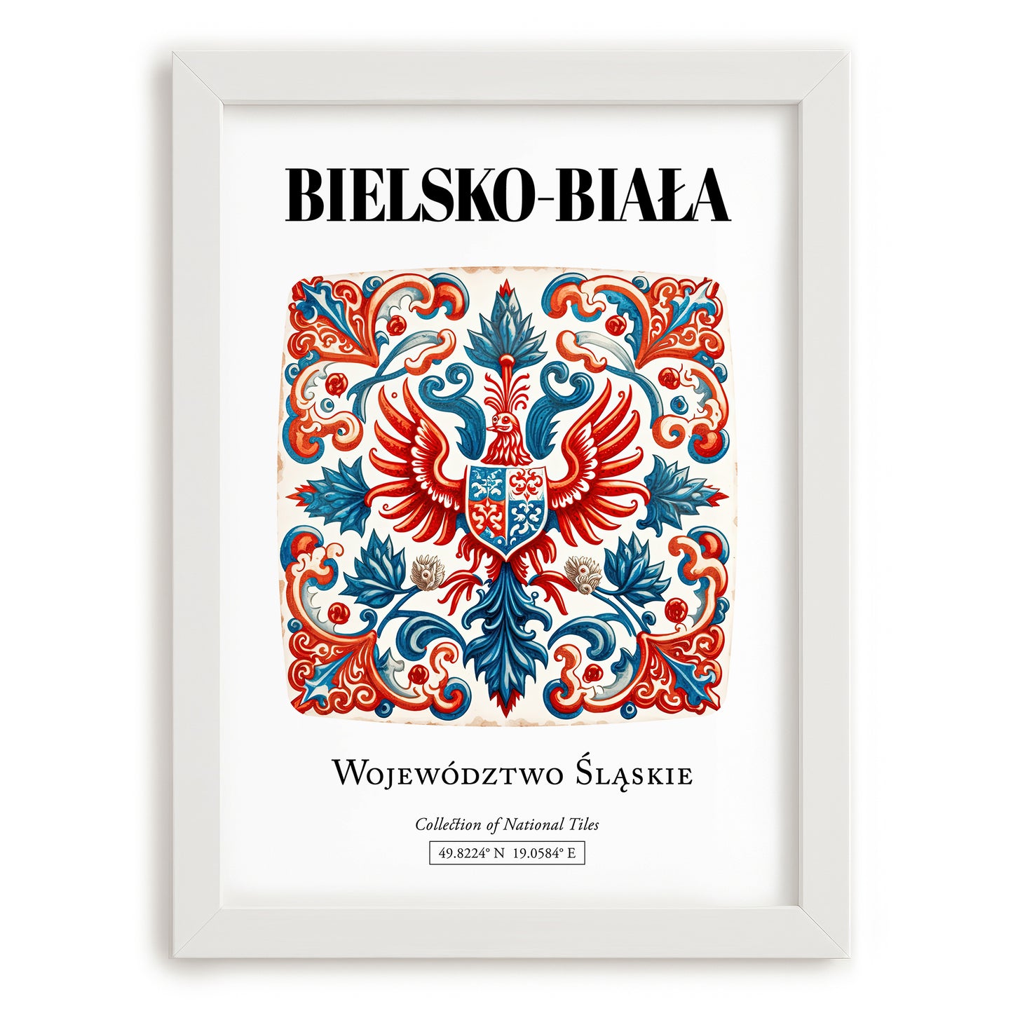 Bielsko-biała, Poland – Travel Wall Art, placed in minimal white frame