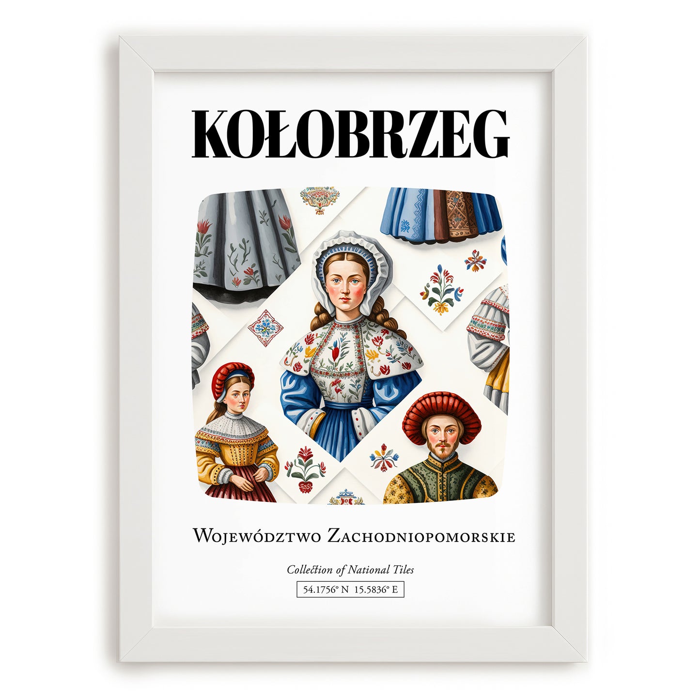 Kołobrzeg, Poland – Travel Wall Decor, placed in minimal white frame