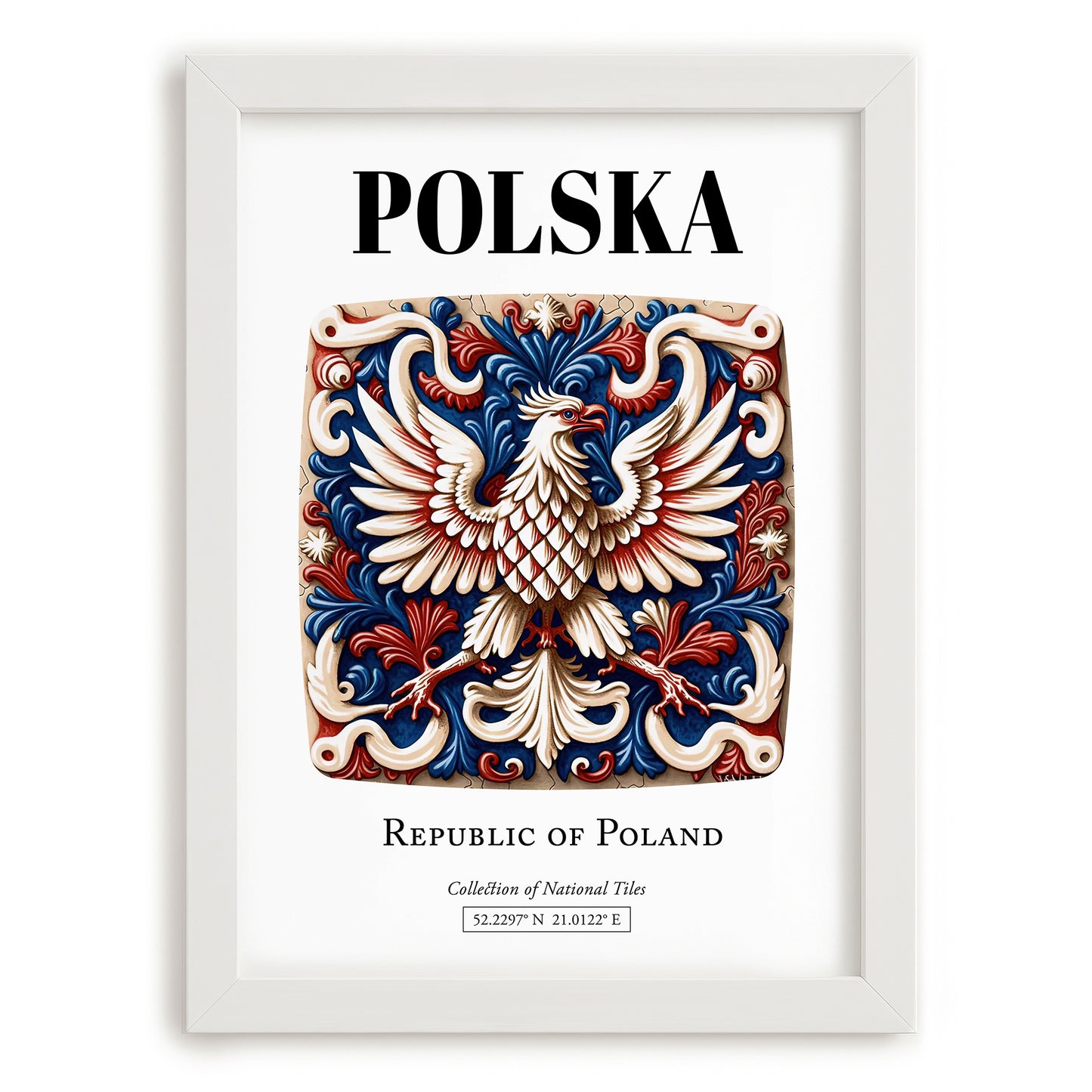 Polska, Poland – Travel Poster, placed in minimal white frame