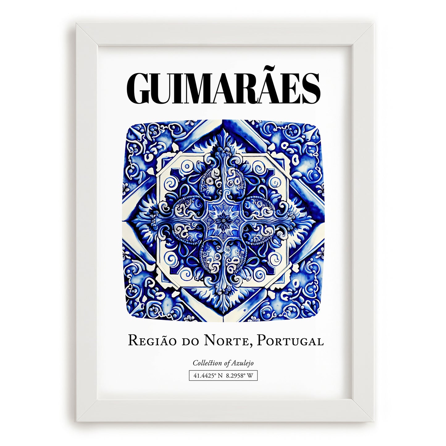 Guimarães, Portugal – National Pride Wall Decor, placed in minimal white frame