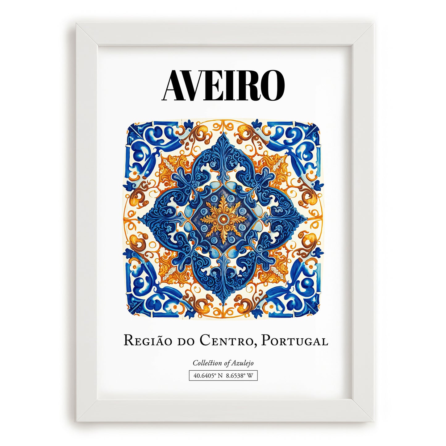 Aveiro, Portugal – Travel Poster, placed in minimal white frame