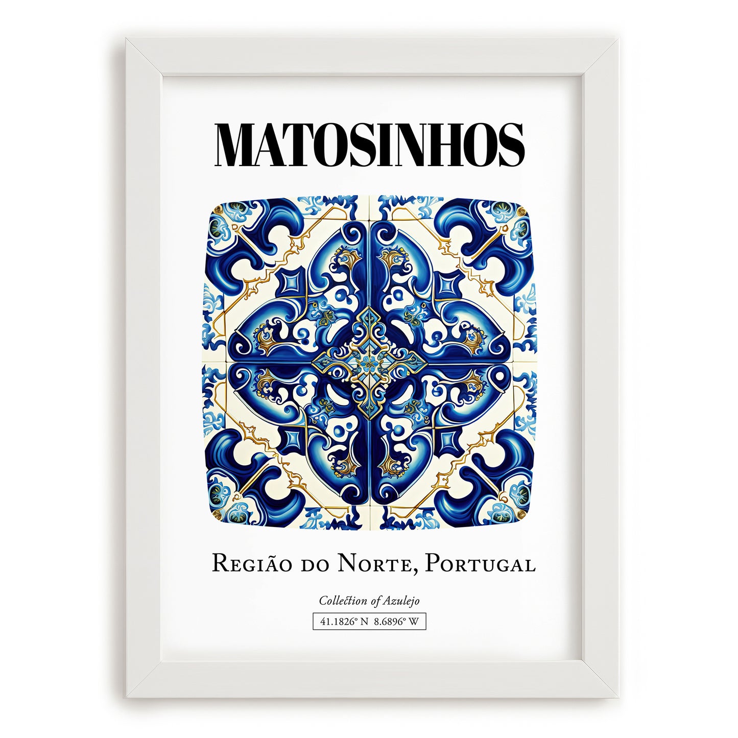 Matosinhos, Portugal – Travel Wall Decor, placed in minimal white frame