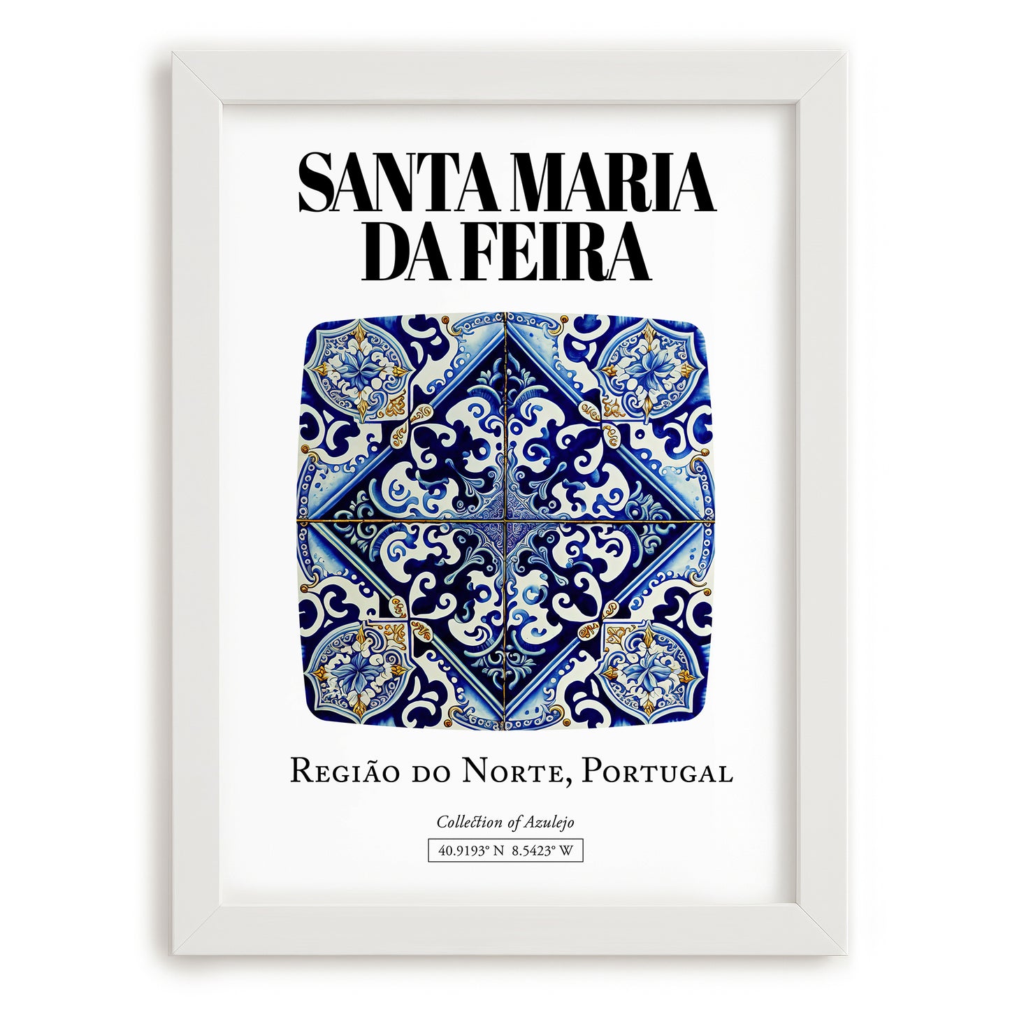 Santa Maria Da Feira, Portugal – Travel Poster, placed in minimal white frame