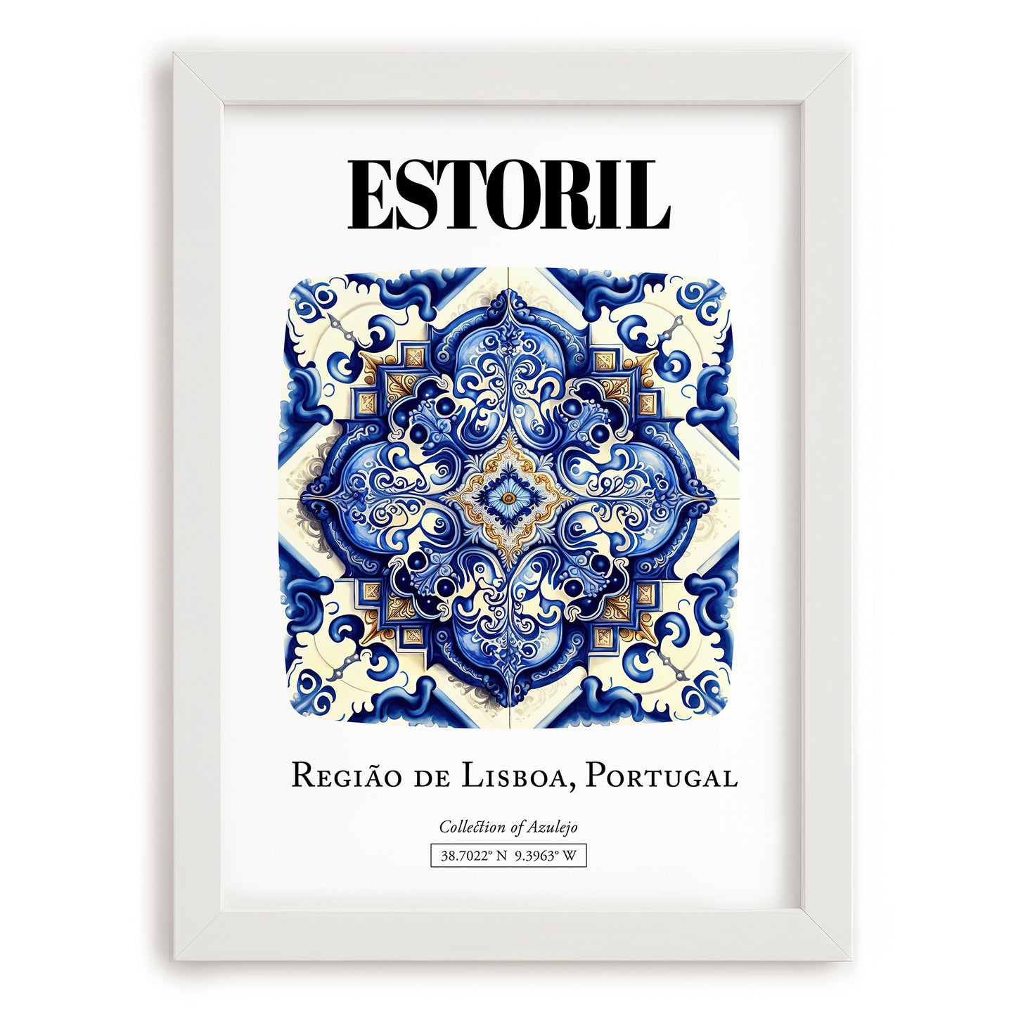 Estoril, Portugal – Travel Wall Art, placed in minimal white frame