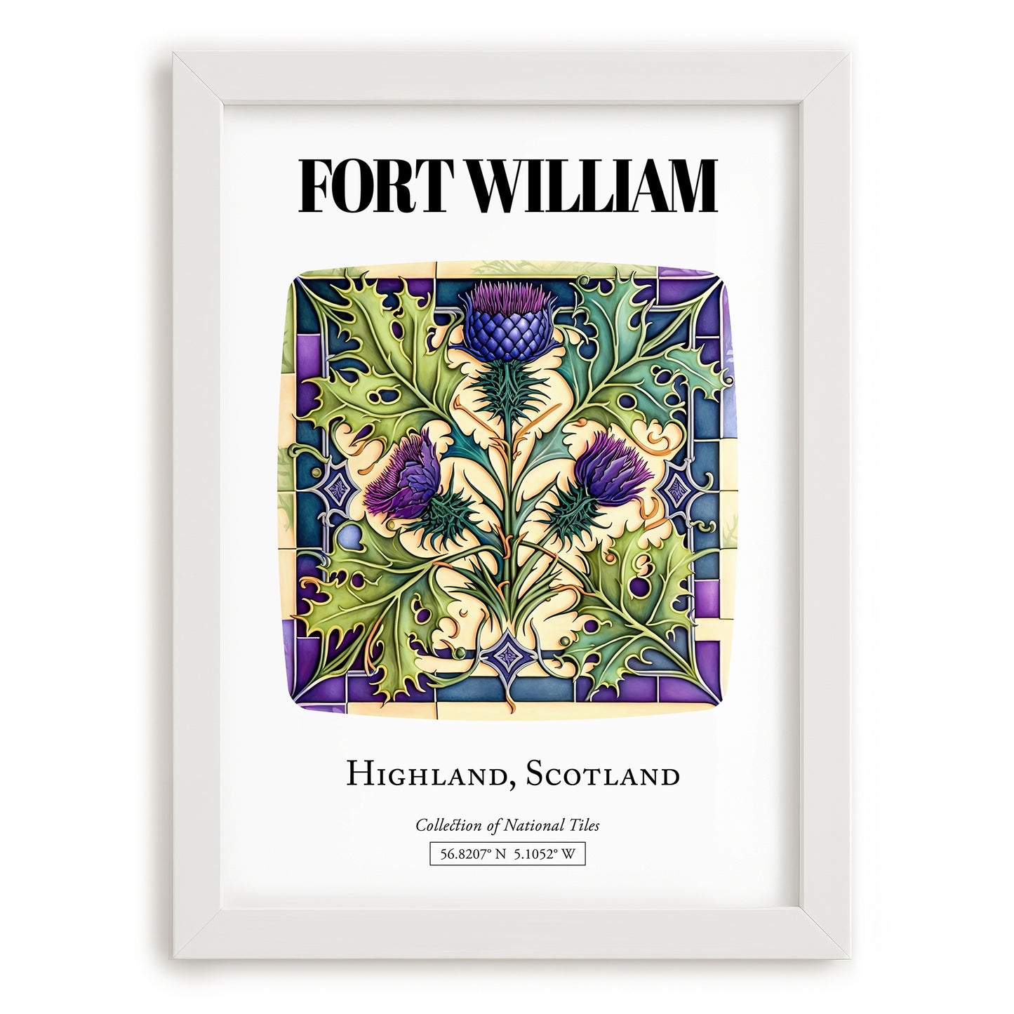 Fort William, Scotland – Tourist Destination Poster, placed in minimal white frame
