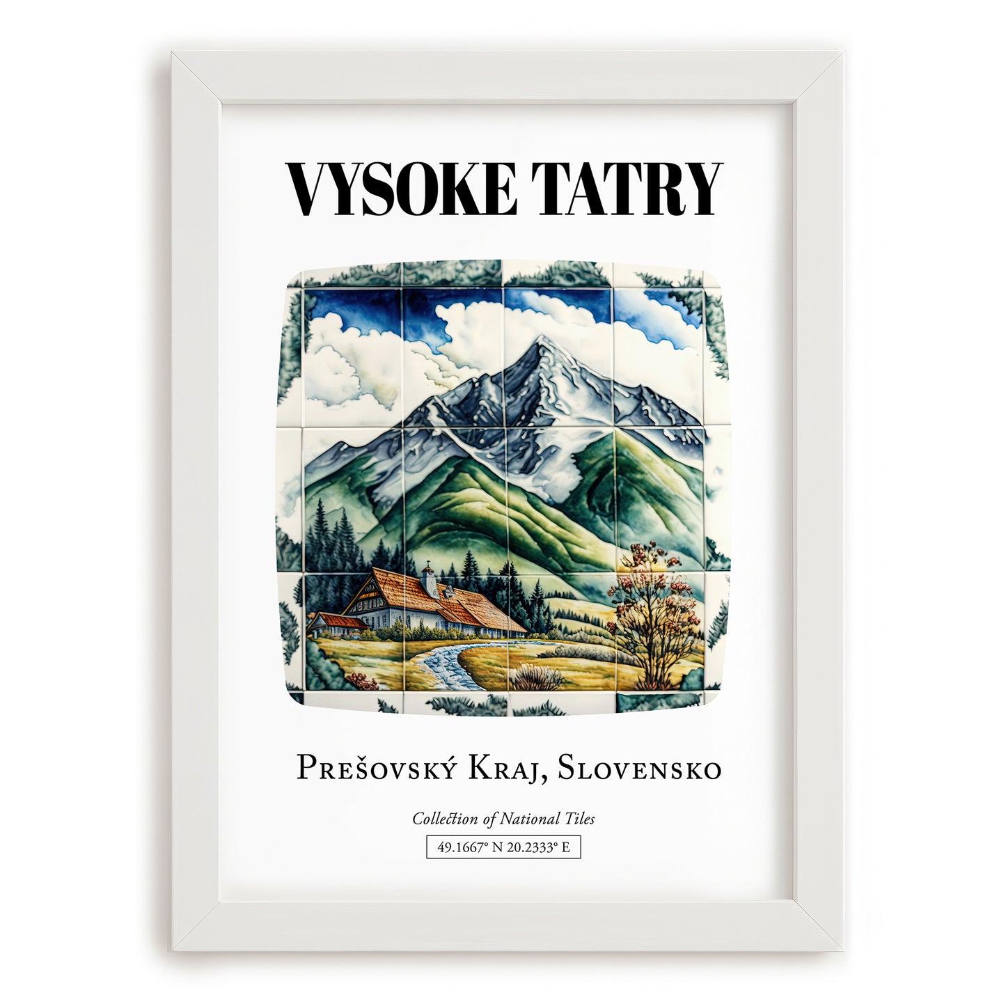 Vysoke Tatry, Slovakia – Travel Poster, placed in minimal white frame
