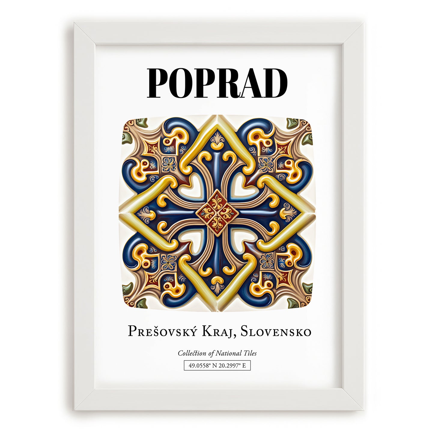 Poprad, Slovakia – Travel Poster, placed in minimal white frame