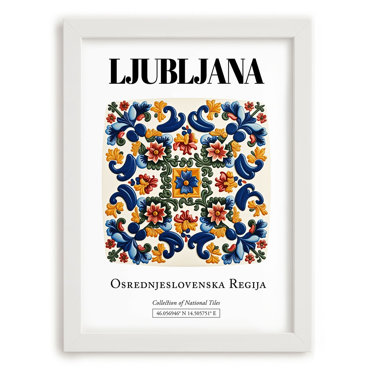 Ljubljana, Slovenia – Architectural Travel Art, placed in minimal white frame