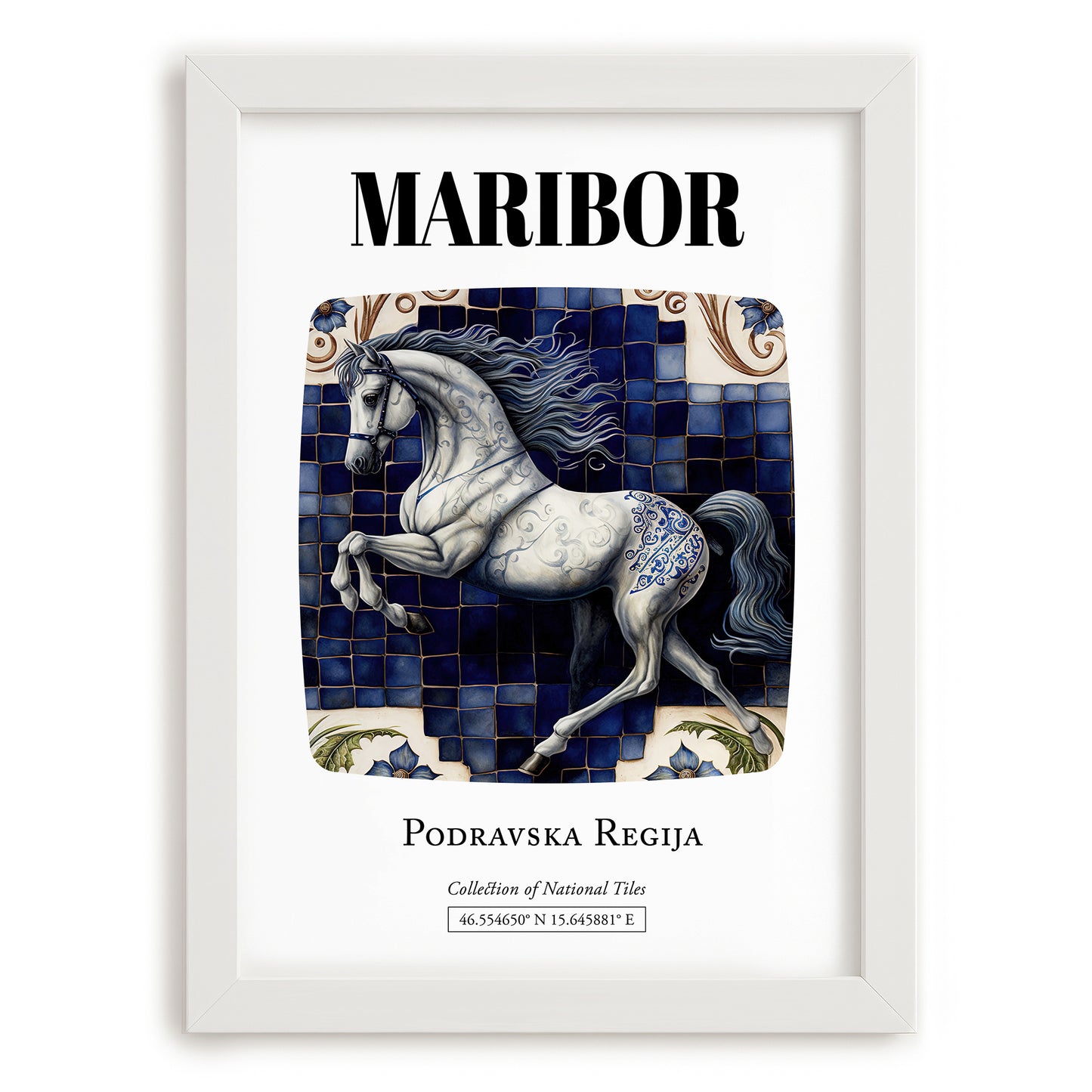 Maribor, Slovenia – Travel Print, placed in minimal white frame