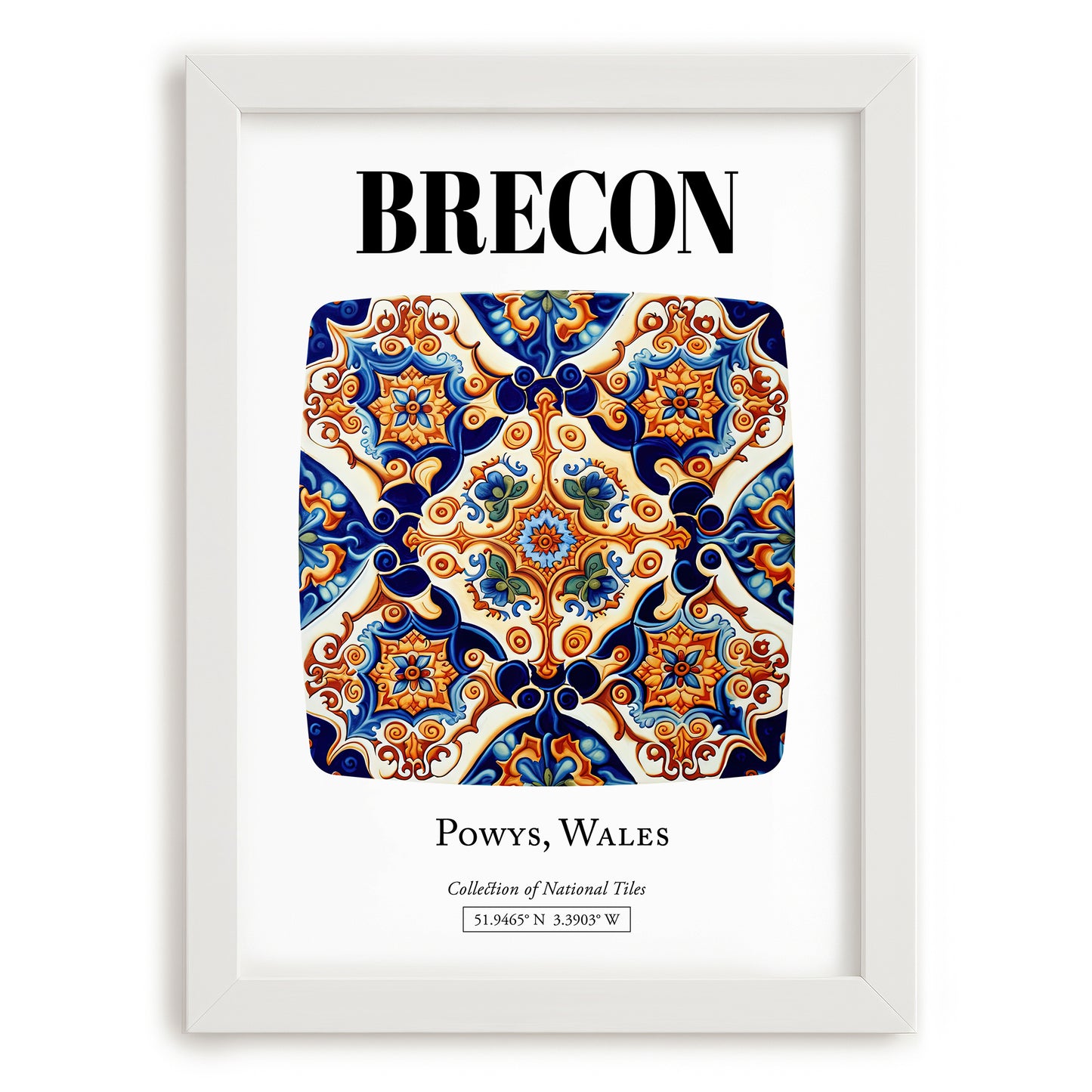 Brecon, Wales – Travel Print, placed in minimal white frame
