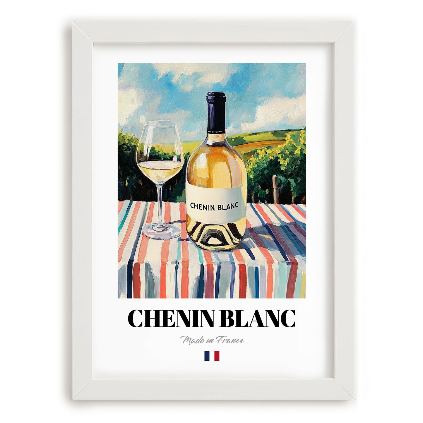 Chenin Blanc – French White Wine, Vinoteca Wall Art, placed in minimal white frame