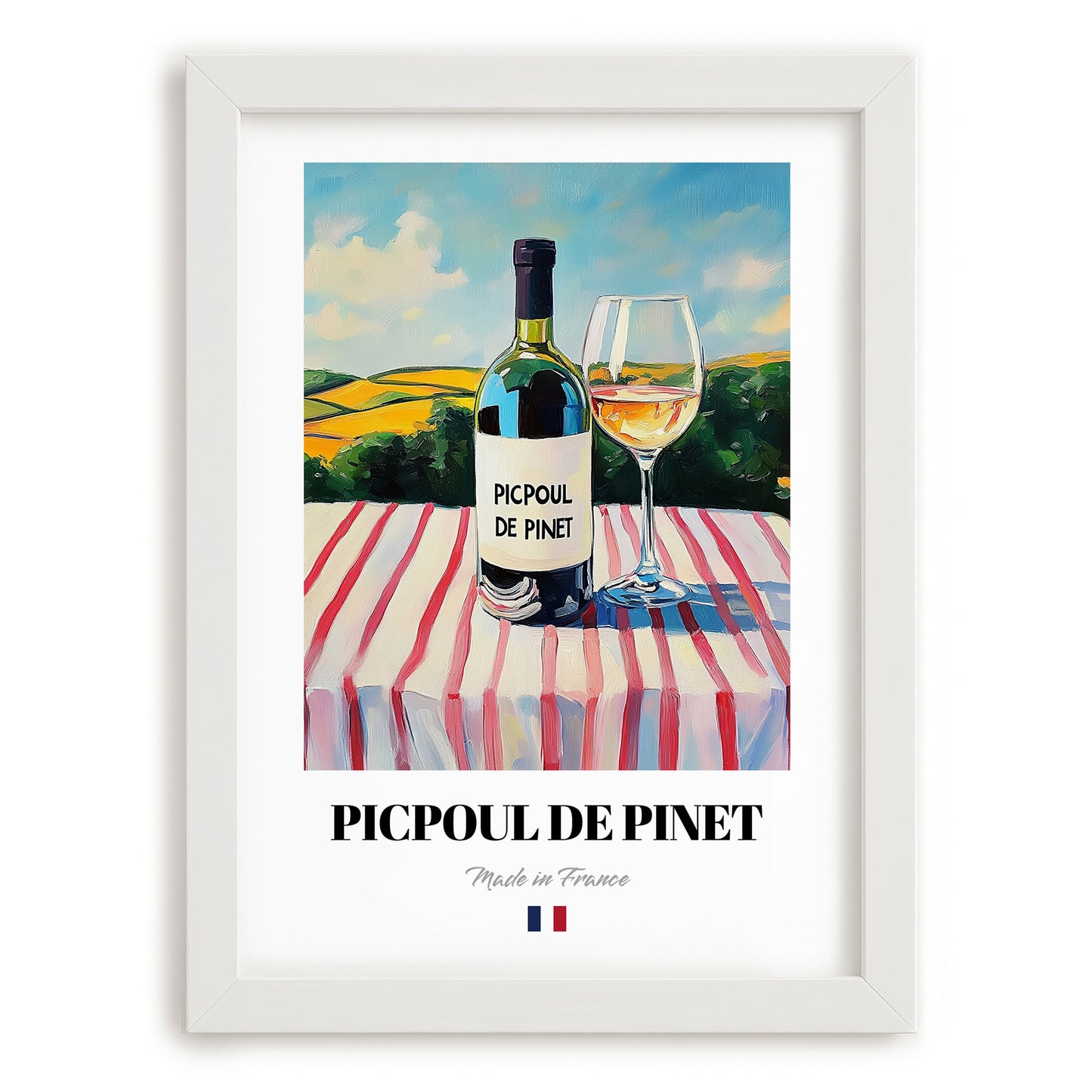 Picpoul de Pinet – French White Wine, Tasting Room Art, placed in minimal white frame