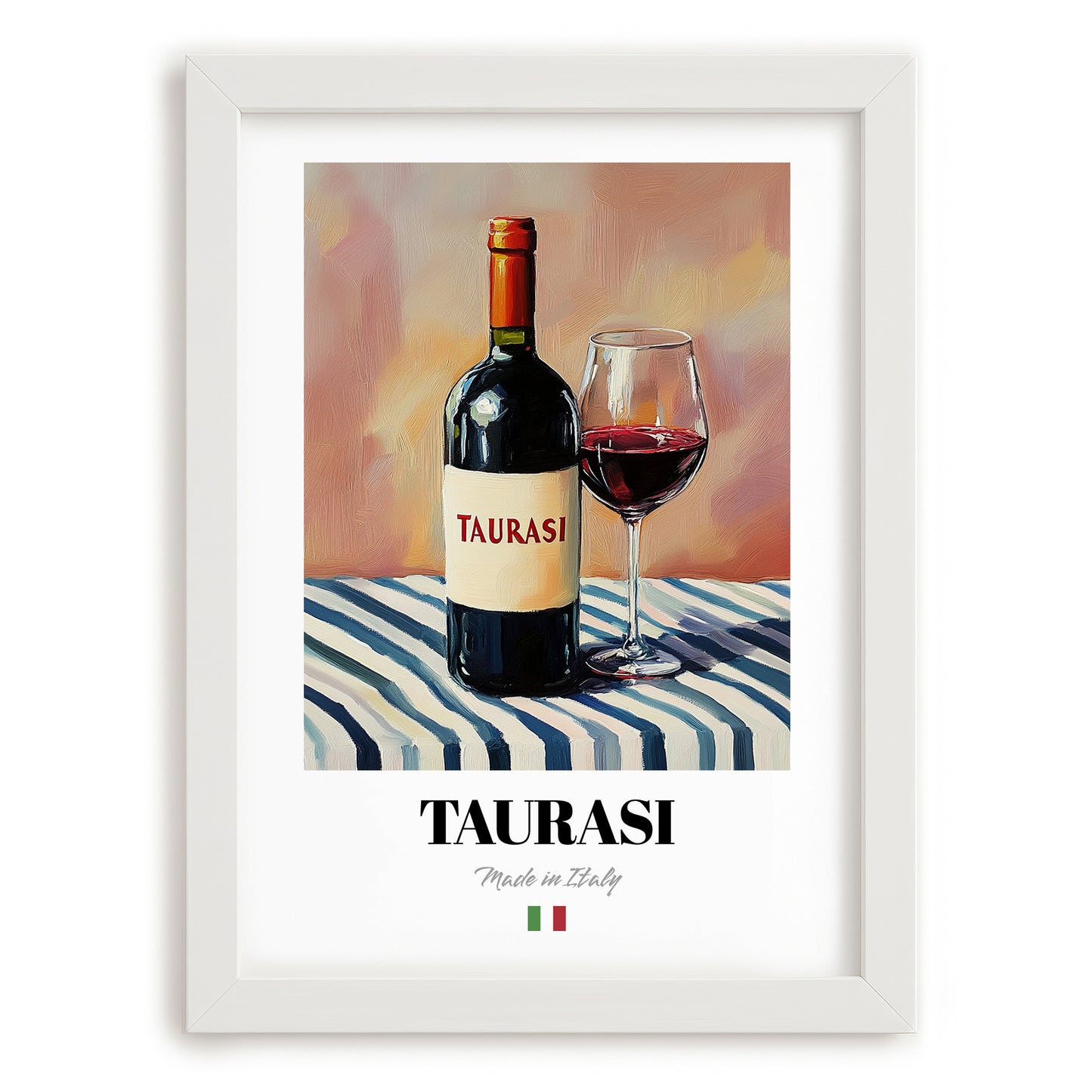 Taurasi – Italian Red Wine, Vineyard Terrace Print, placed in minimal white frame