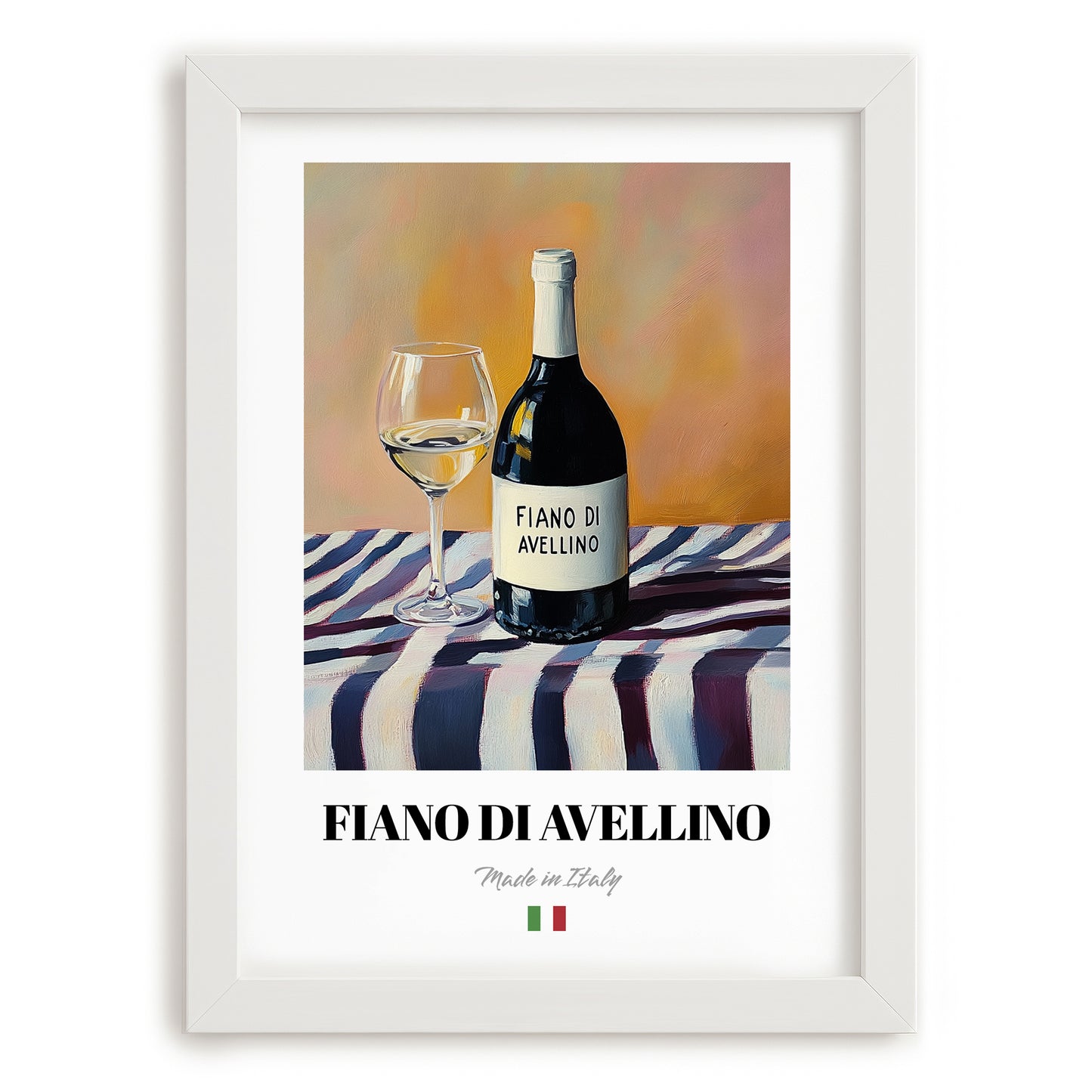 Fiano di Avellino – Italian White Wine, Bodega Poster, placed in minimal white frame