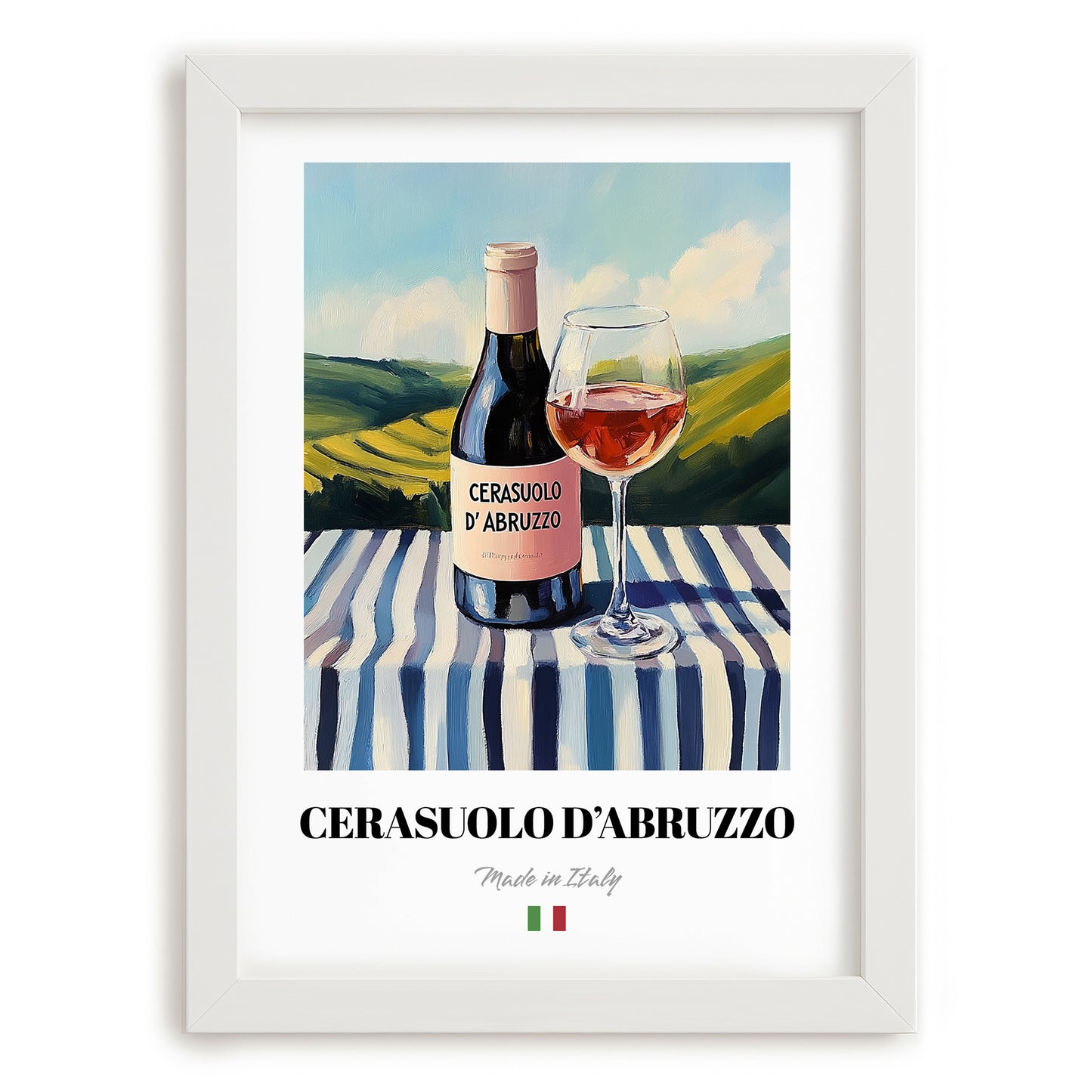 Cerasuolo d'Abruzzo – Italian Rose Wine, Wine Bar Poster, placed in minimal white frame