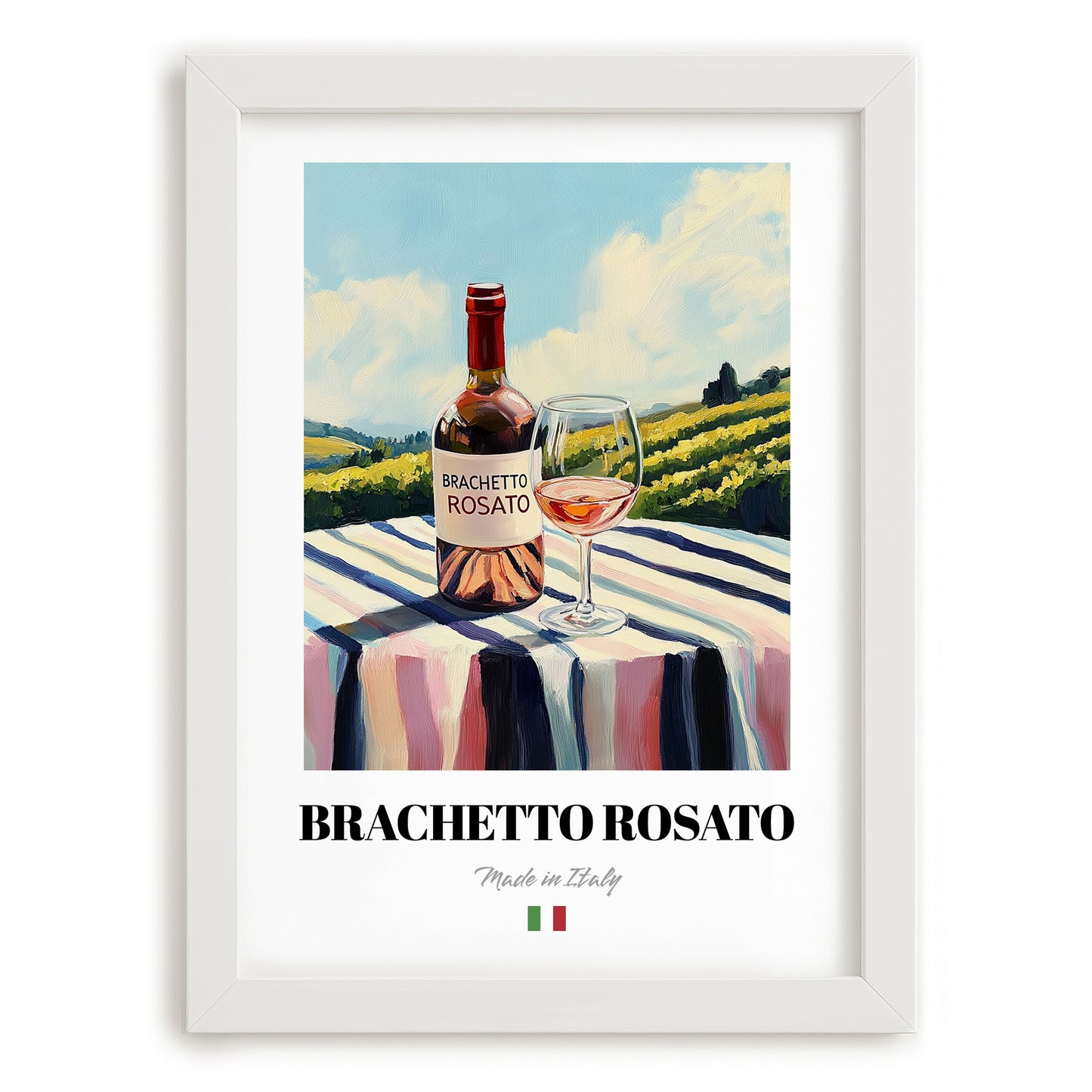 Brachetto Rosato – Italian Rose Wine, Vinoteca Still Life, placed in minimal white frame